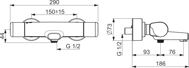 HansaCARE Wannen- und Brausearmatur HansaCARE 0871 Ausladung 168 mm Chrom HansaCARE Wannen- und Brausearmatur HansaCARE 0871 Ausladung 168 mm Chrom
