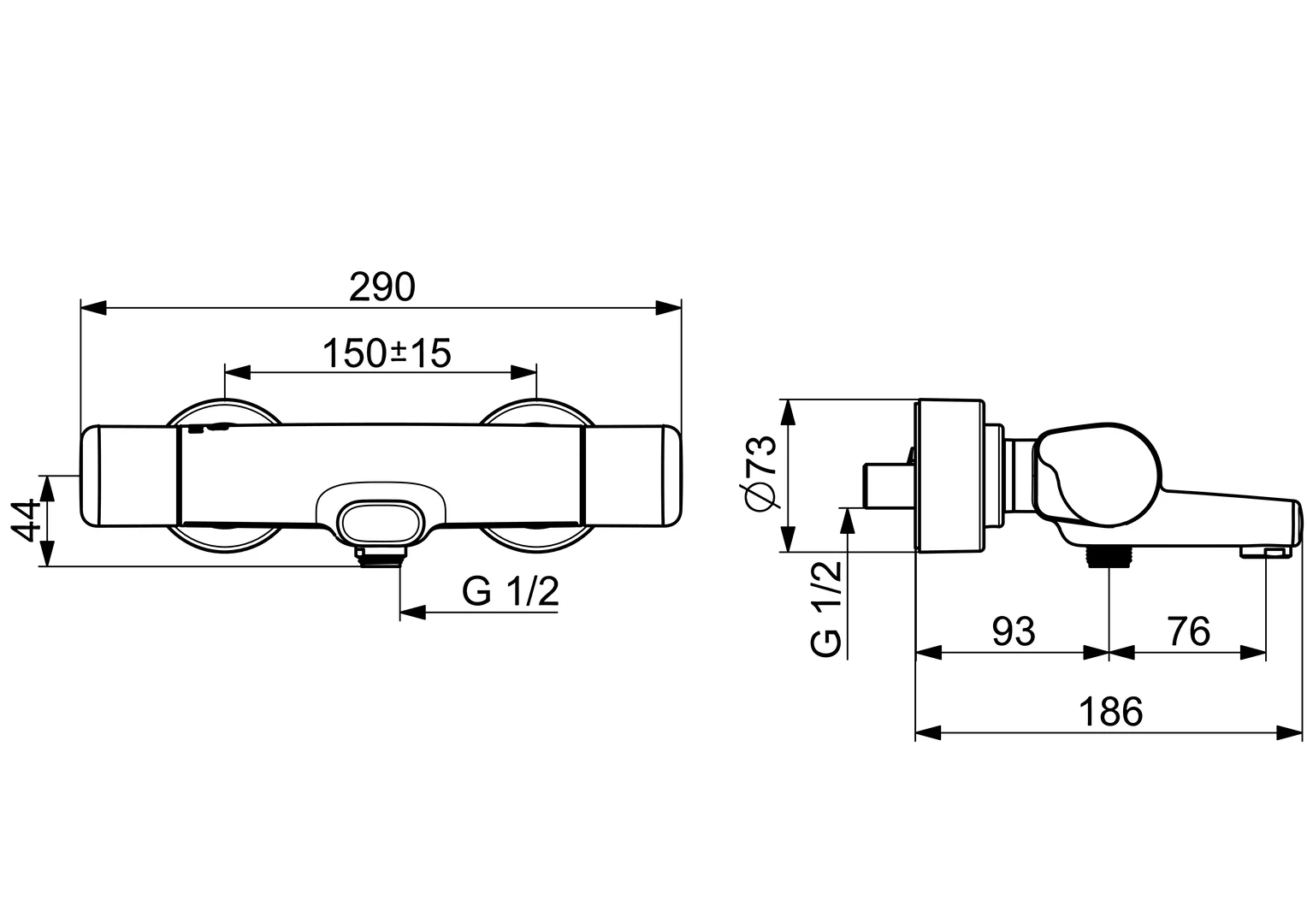 HansaCARE Wannen- und Brausearmatur HansaCARE 0871 Ausladung 168 mm Chrom HansaCARE Wannen- und Brausearmatur HansaCARE 0871 Ausladung 168 mm Chrom