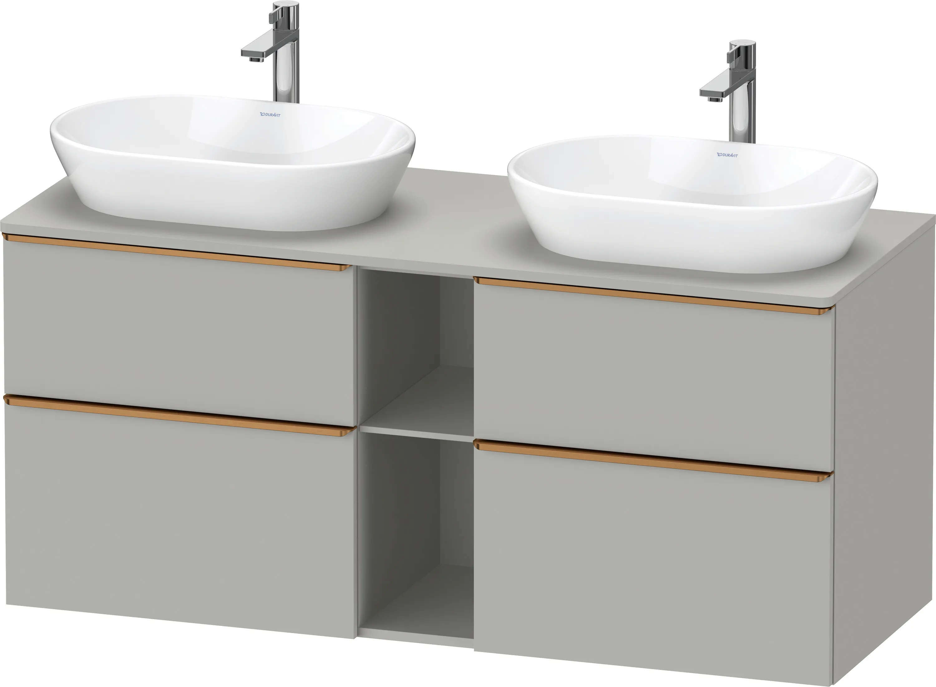 Duravit Waschtischunterschrank wandhängend „D-Neo“ 140 × 66,4 × 55 cm Betongrau Matt
