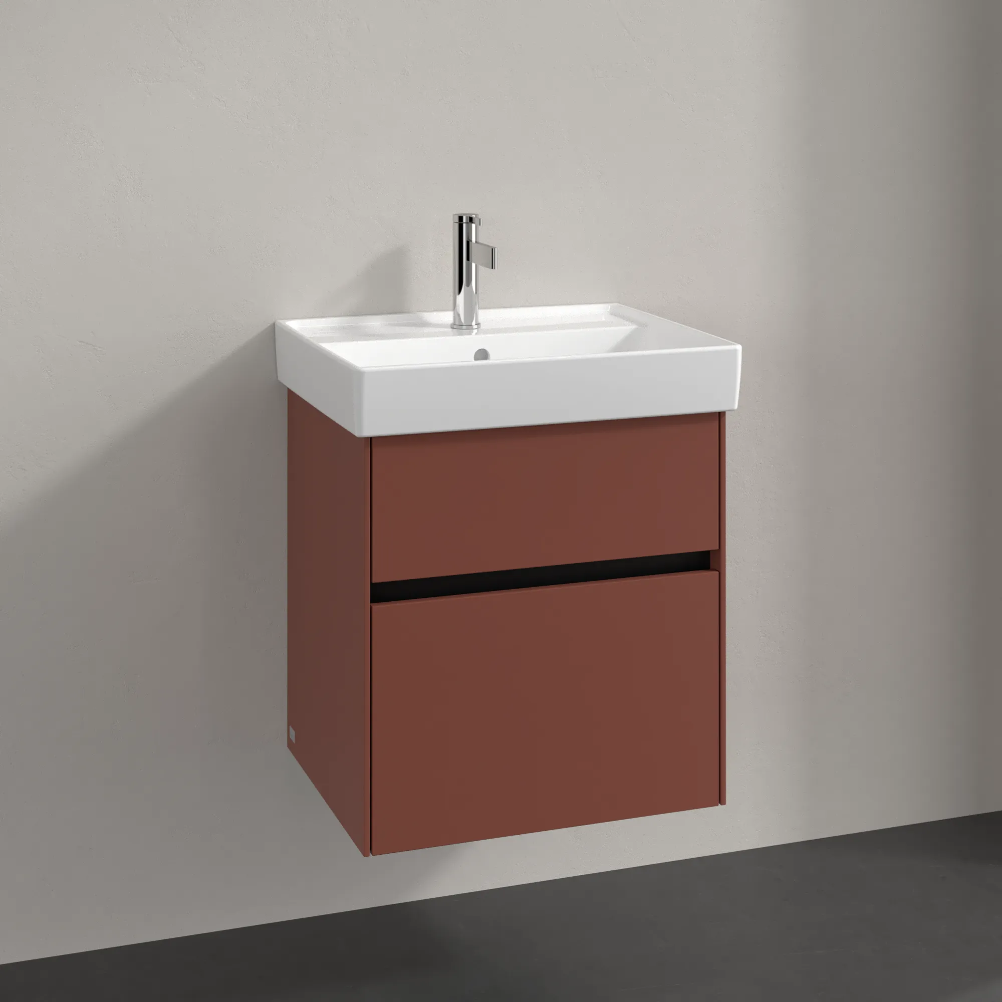 Villeroy & Boch Waschbeckenunterschrank Collaro C00700, eckig, Wine Red, 510 x 414 mm, Höhe 546 mm, mit SoftClosing und integrierten Aluminiumgriffen