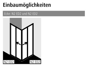 Kermi Duschtür Eckeinstieg 2-teilig (Gleittüren) Halbteil „NOVA 2000“ Profile Silber Mattglanz, BV: 670 - 692 mm WE: 680 - 702 mm H: 1750 mm