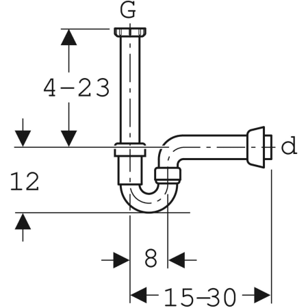 Rohrbogengeruchsverschluss für Spülbecken, Abgang horizontal: d=40mm, G=1 1/2″, weiß-alpin