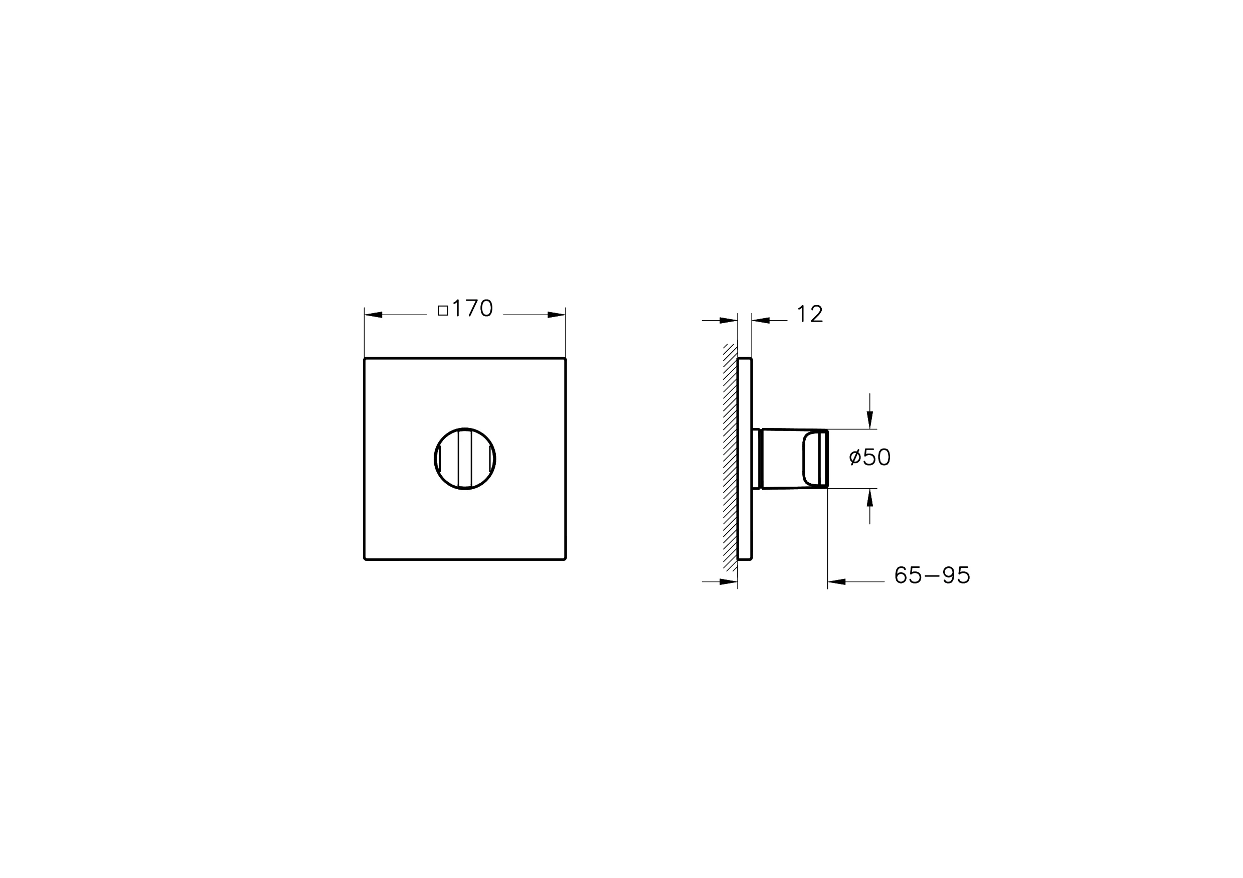 VitrA Suit 3-Wege-Umsteller V-Box Chrom, Unterputzmontage, viereckige Rosette 170 x 170 mm VitrA Suit 3-Wege-Umsteller V-Box Chrom, Unterputzmontage, viereckige Rosette 170 x 170 mm