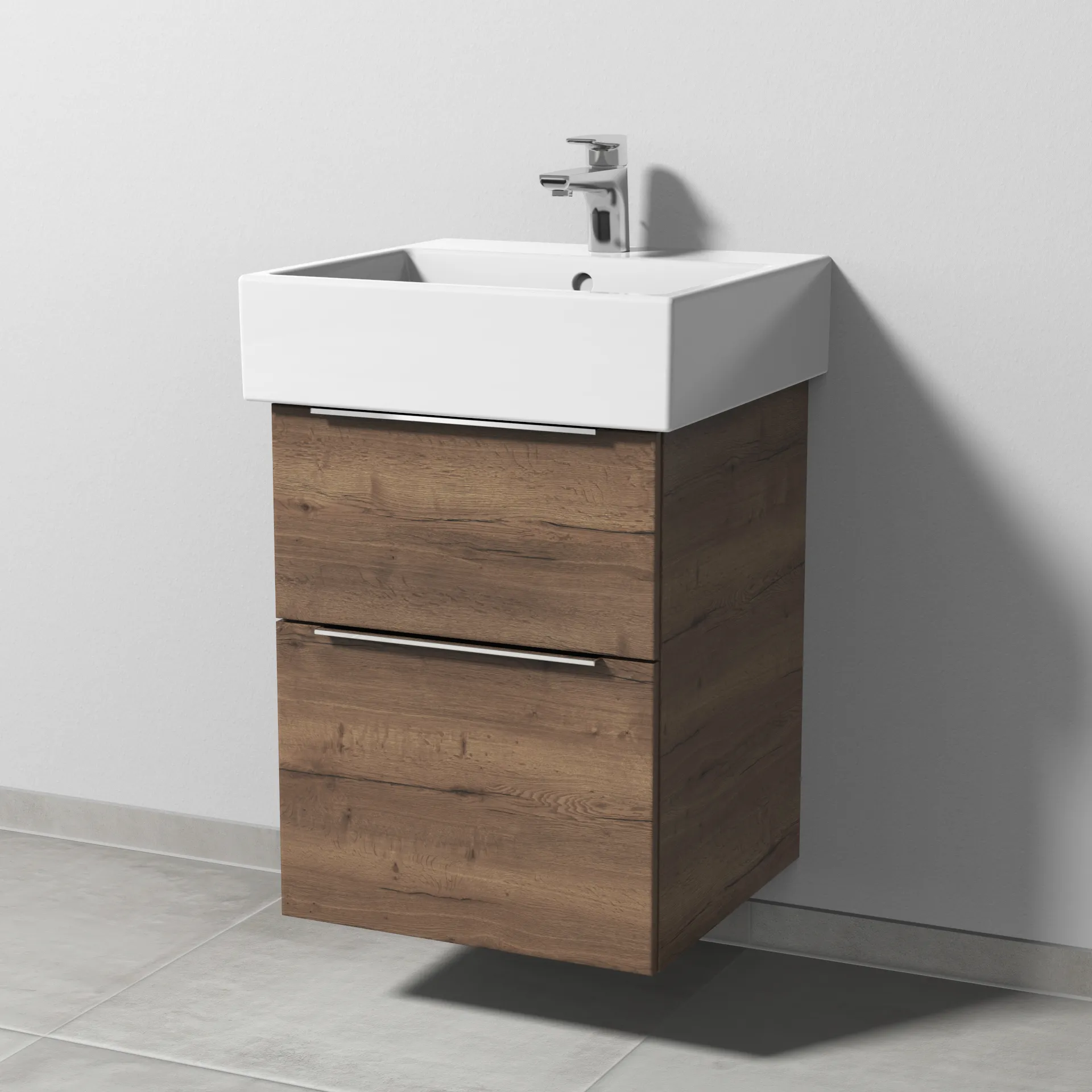 Sanipa Waschtischunterschrank „3way“ passend zu Keramik-Waschtische Vero Air von Duravit 450 × 591 × 447 mm in Eiche Tabak