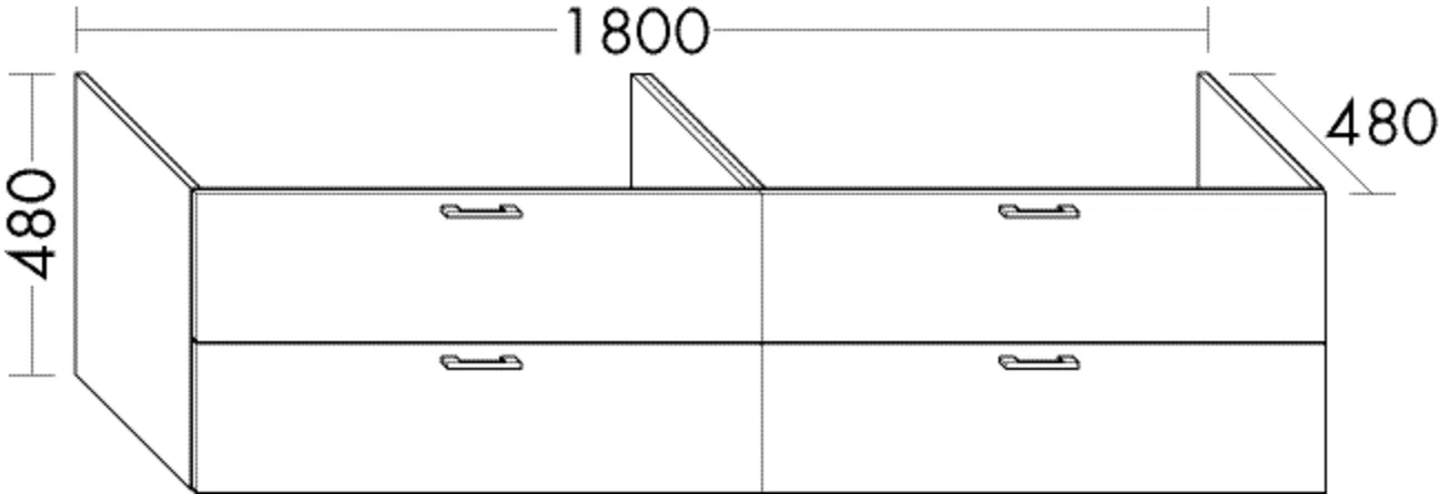 Waschtischunterschrank Sys30 von burgbad – 180 cm breit, 480 mm tief und hoch, für Mineralguss-Waschtisch M7 mit 2 Schubladen (300 mm) und 2 Auszügen (350 mm) Waschtischunterschrank Sys30 von burgbad – 180 cm breit, 480 mm tief und hoch, für Mineralguss-Waschtisch M7 mit 2 Schubladen (300 mm) und 2 Auszügen (350 mm)