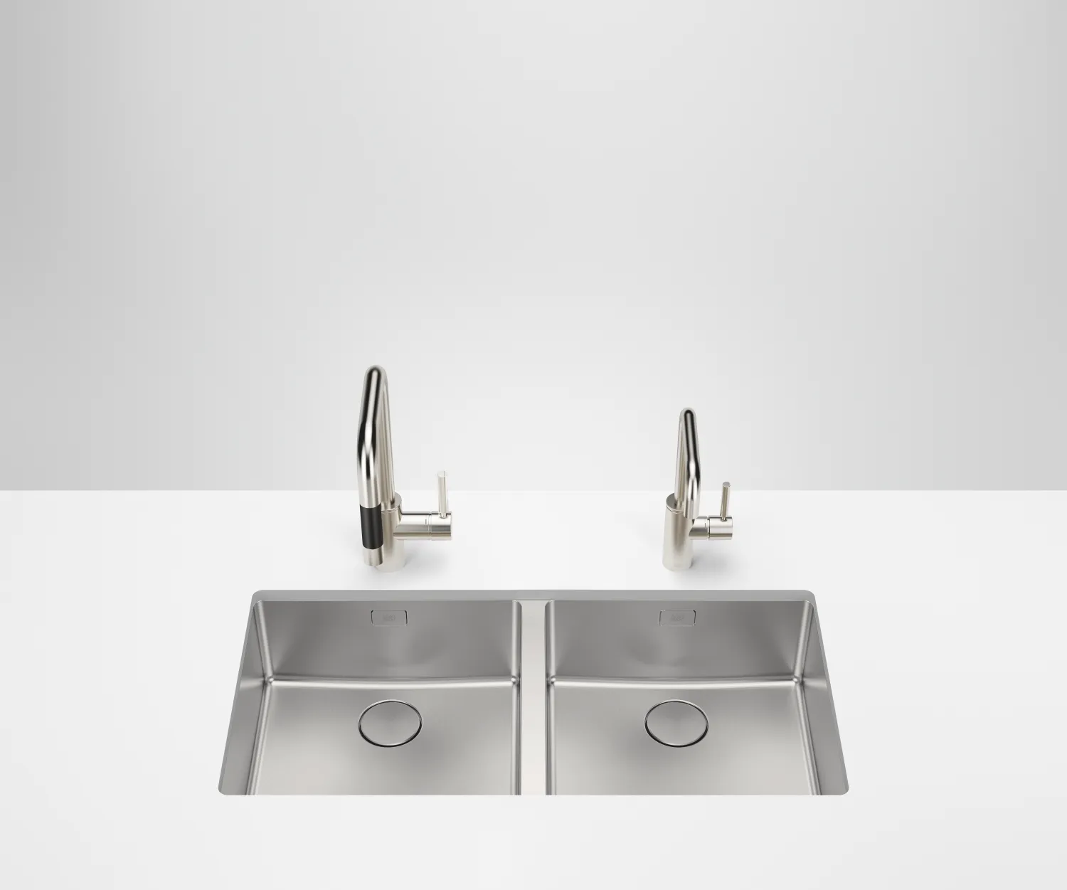 Dornbracht Doppelbecken - Edelstahl gebürstet, Unterbau 400 x 400 mm, Beckentiefe 175 mm Dornbracht Doppelbecken - Edelstahl gebürstet, Unterbau 400 x 400 mm, Beckentiefe 175 mm