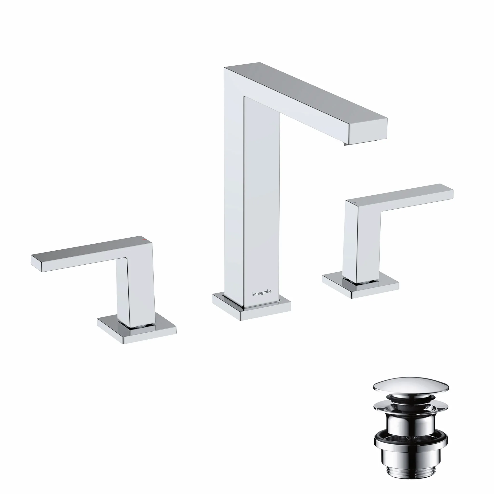Hansgrohe Tecturis E 3-Loch Waschtischarmatur 150 EcoSmart+ mit Push-Open Ablaufgarnitur, Chrom Hansgrohe Tecturis E 3-Loch Waschtischarmatur 150 EcoSmart+ mit Push-Open Ablaufgarnitur, Chrom