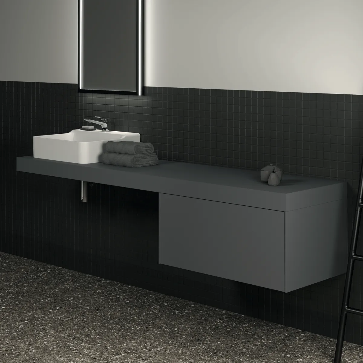 Ideal Standard Waschtischunterschrank „Conca“ 80 × 36 × 50,5 cm Anthrazit matt lackiert Ideal Standard Waschtischunterschrank „Conca“ 80 × 36 × 50,5 cm Anthrazit matt lackiert
