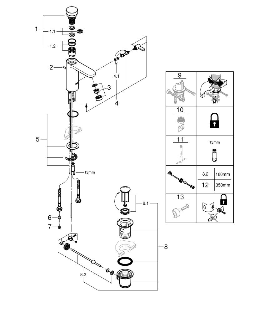 Grohe Eurosmart CT Selbstschluss-Waschtischbatterie mit Mischung, chrom Grohe Eurosmart CT Selbstschluss-Waschtischbatterie mit Mischung, chrom