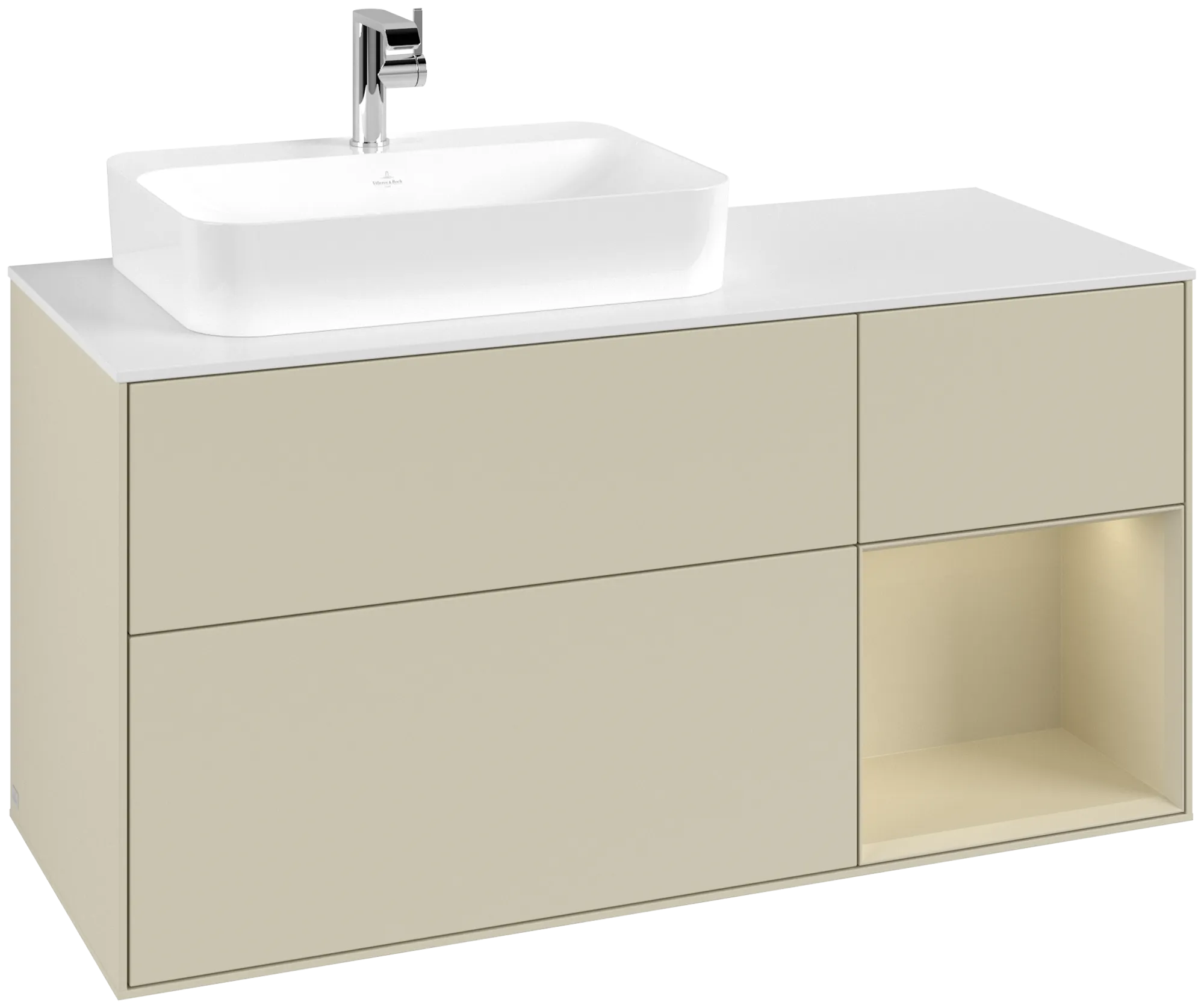 Villeroy & Boch Finion Waschbeckenunterschrank G40 1200x603x501mm Silk Grey Matt Lacquer / Glass White Matt