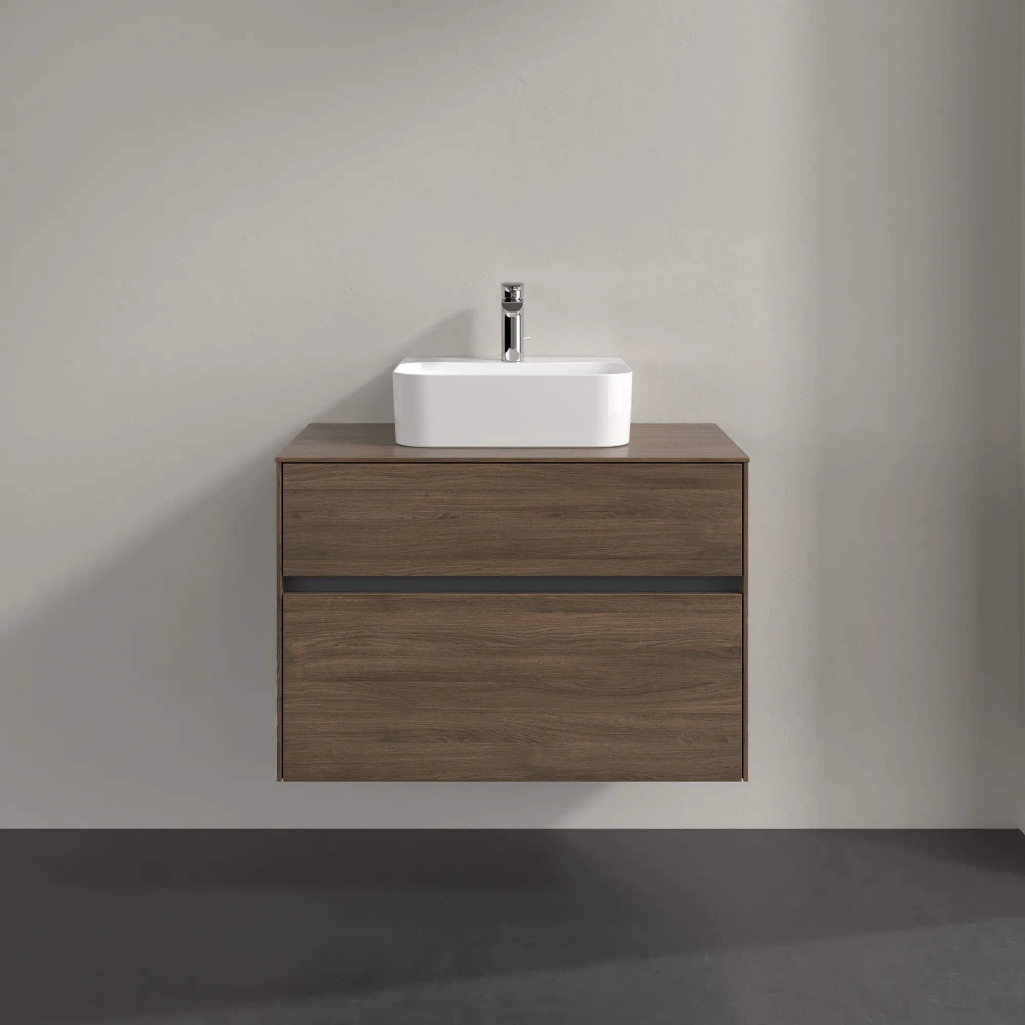 Villeroy & Boch Waschtischunterschrank „Collaro“ 800 × 548 × 500 mm Arizona Oak, mit Beleuchtung, für Becken mittig