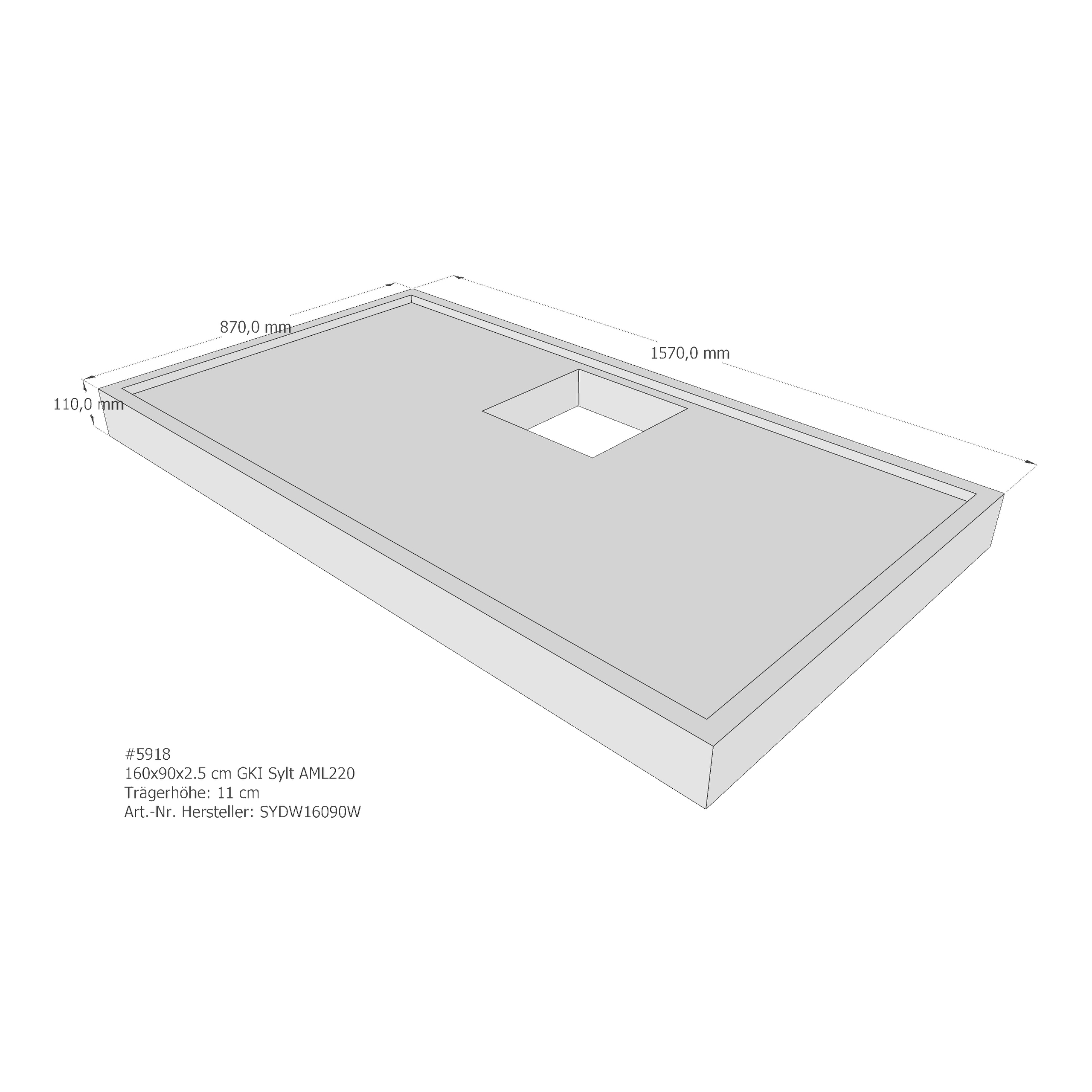 Duschwannenträger für GKI Sylt 160 × 90 × 3 cm Duschwannenträger für GKI Sylt 160 × 90 × 3 cm