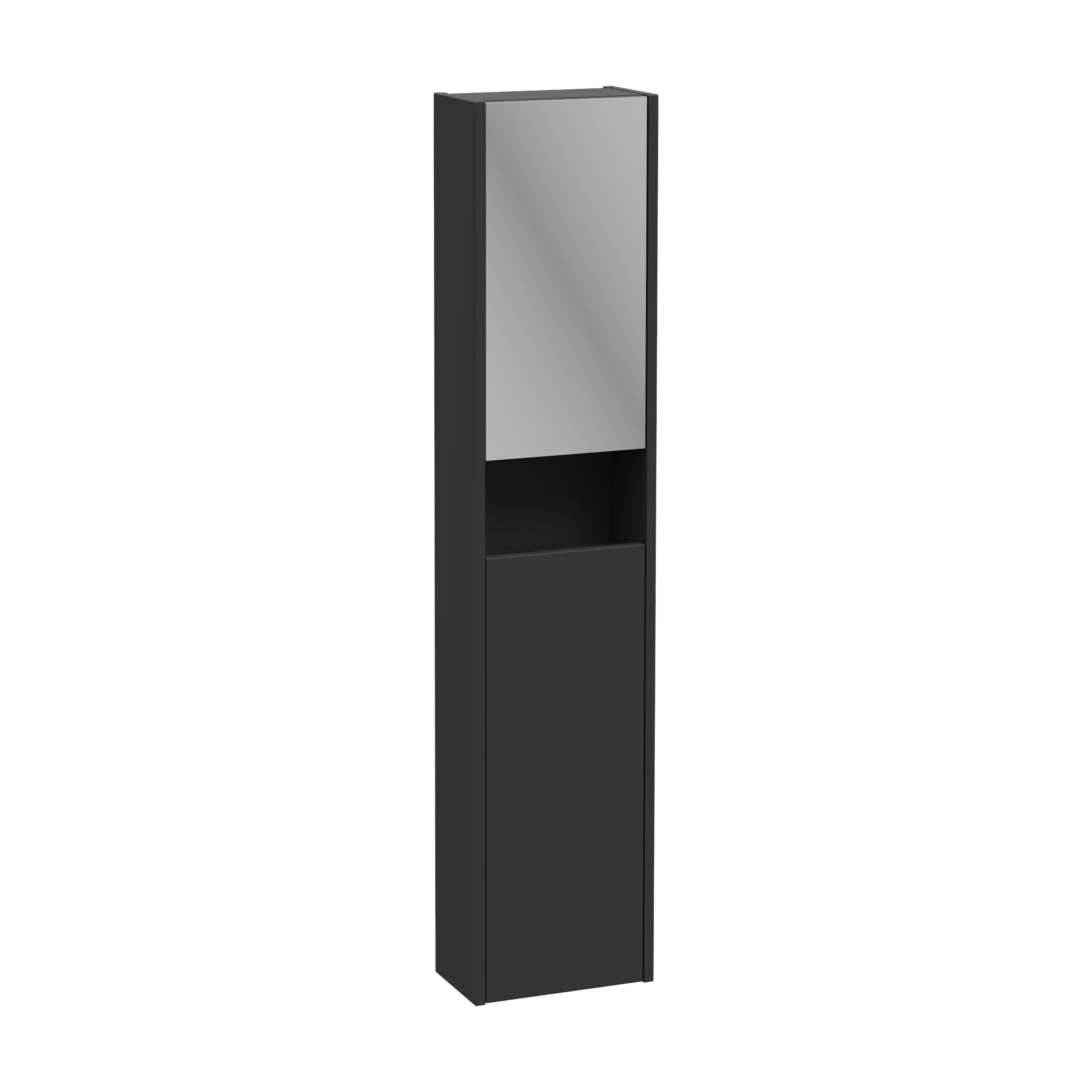 New Integra Square Hochschrank Compact mit 2 Türen inklusive Spiegel und Ablage 30 x 18 x 140 cm (BxTxH) Türanschlag links Graphit Matt New Integra Square Hochschrank Compact mit 2 Türen inklusive Spiegel und Ablage 30 x 18 x 140 cm (BxTxH) Türanschlag links Graphit Matt