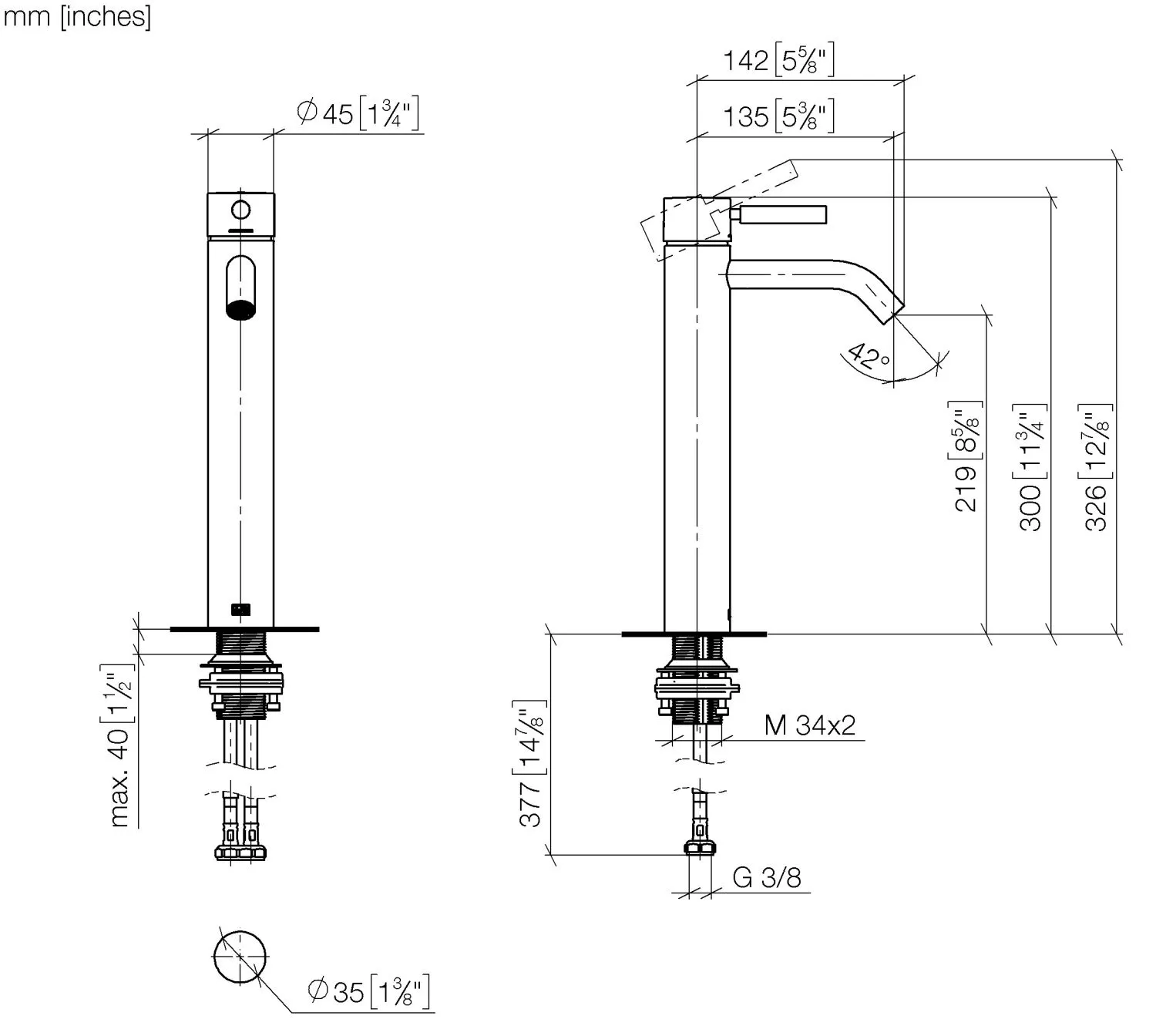 Dornbracht META Waschtisch-Einhandbatterie mit erhöhtem Standfuß Dark Brass gebürstet Dornbracht META Waschtisch-Einhandbatterie mit erhöhtem Standfuß Dark Brass gebürstet