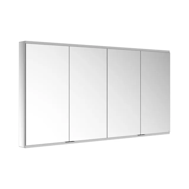 KEUCO Wandvorbau Spiegelschrank 4-türig „Royal Modular 2.0“ in Silber (eloxiert), Aufputz, ohne Beleuchtung, mit Steckdosen 1800 × 900 × 120 mm