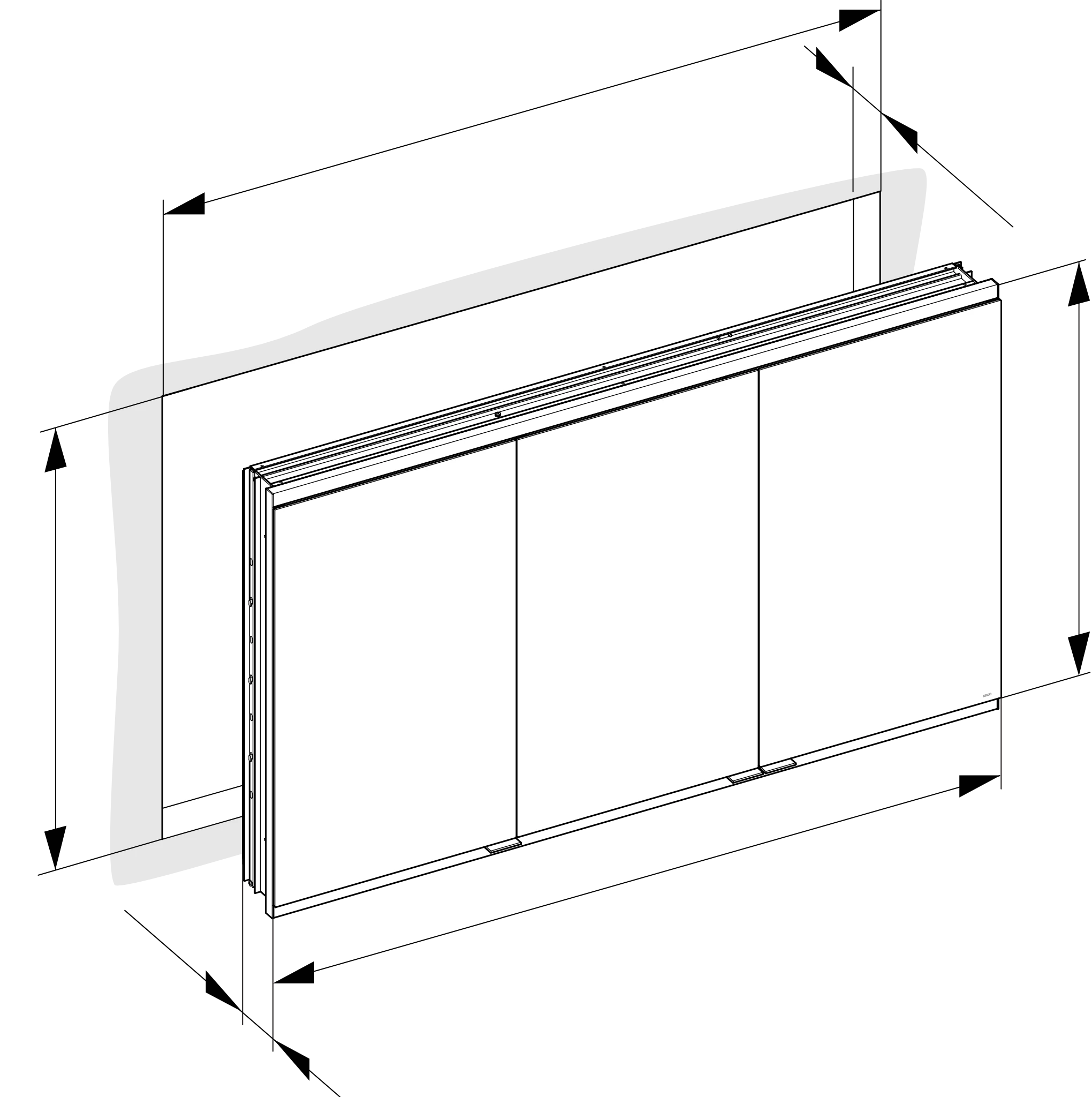 Royal Modular 2.0 800320121000300 Spiegelschrank DALI Wandeinbau, 1 Steckd./1 USB 1200 x 900 x 120 mm silber-eloxiert