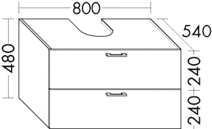 Waschtischunterschrank Sys30 von burgbad - 800 mm breit, 480 mm hoch, 540 mm tief, inkl. Metallkonsolen und Raumsparsiphon