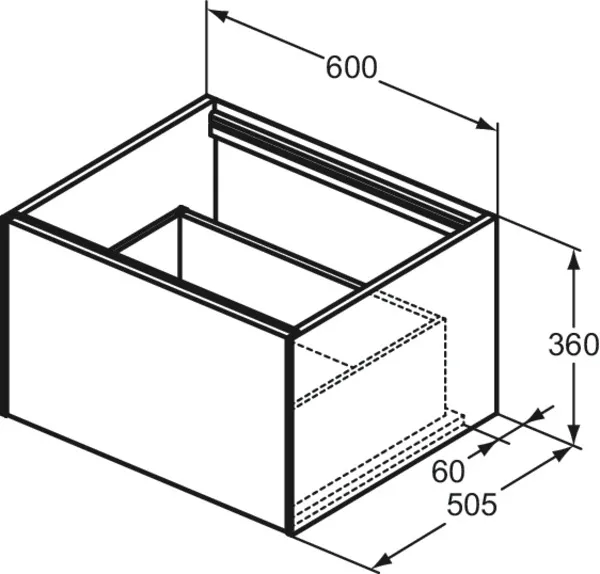 Ideal Standard Waschtischunterschrank Conca, 1 Auszug, ohne Platte, 600x505x360mm, Weiß Ideal Standard Waschtischunterschrank Conca, 1 Auszug, ohne Platte, 600x505x360mm, Weiß