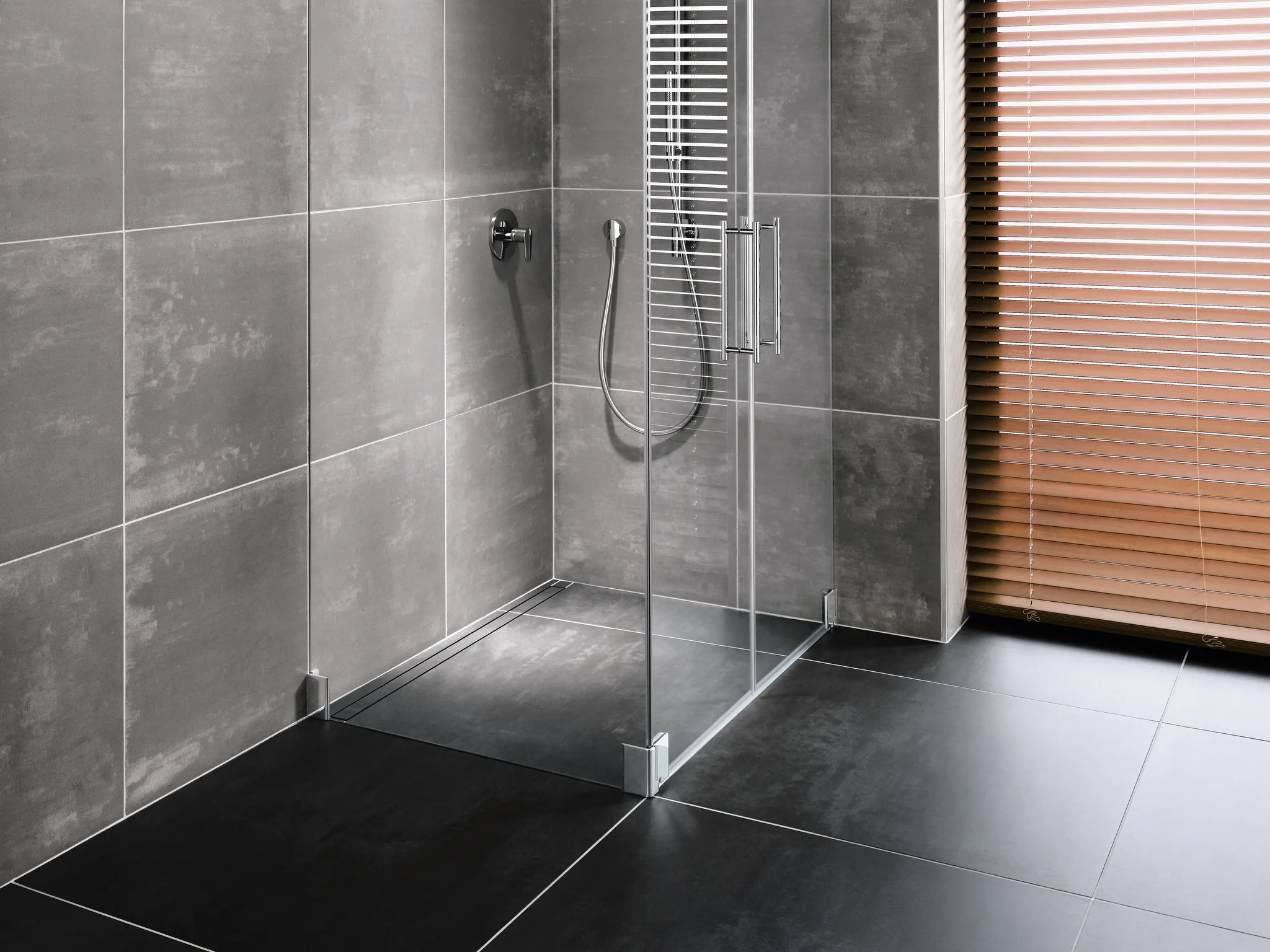 Duschelement mit Unterbau Rinne wandseitig „Line“ 90 × 90 cm Duschelement mit Unterbau Rinne wandseitig „Line“ 90 × 90 cm
