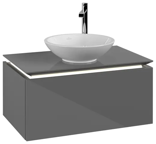 Villeroy & Boch Waschtischunterschrank „Legato“ für Schrankwaschtisch 800 × 380 × 500 mm Glossy Grey, für Becken mittig