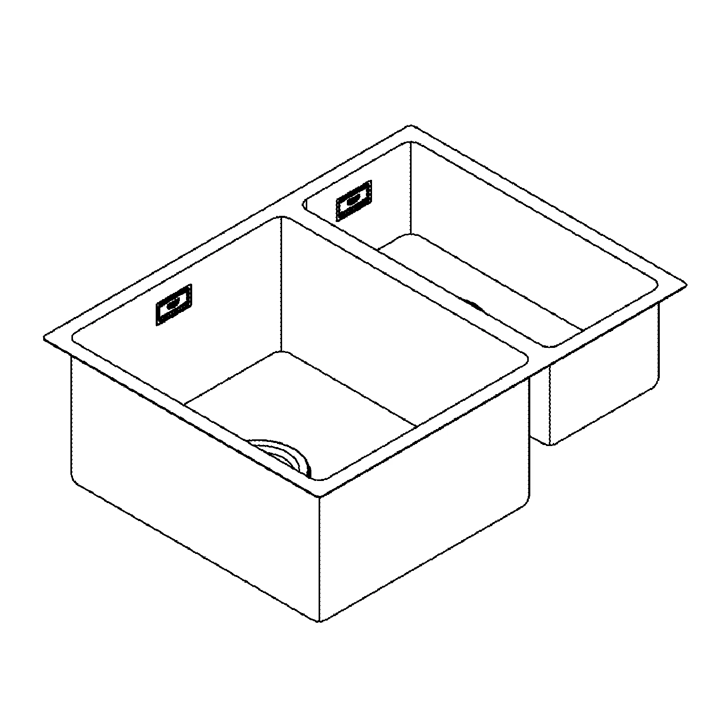 Edelstahlspüle K700 Unterbau 31577_1, Modell: K700U 60-S 59.5/45 1.5 lh, Montageart: Unterbau, aufliegend oder flächenbündig, Maße: 595 x 450 mm, 1 Becken: 340 x 400 x 200 mm, 0,5 Becken: 180 x 400 x 140 mm, links einbaubar, edelstahl