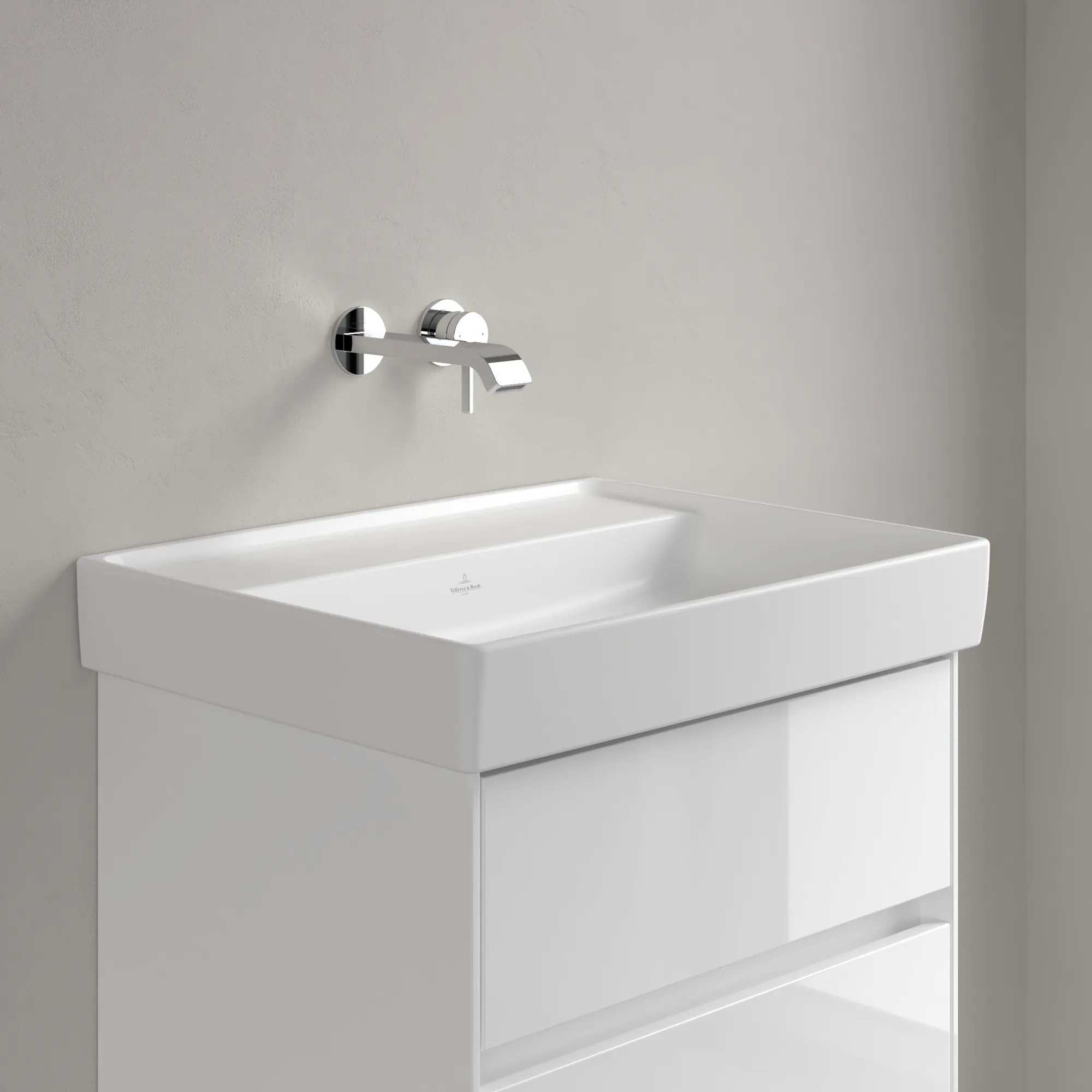 Villeroy & Boch Collaro Waschbecken, 600x470x160mm, Stone White CeramicPlus, TitanCeram, Wandmontage
