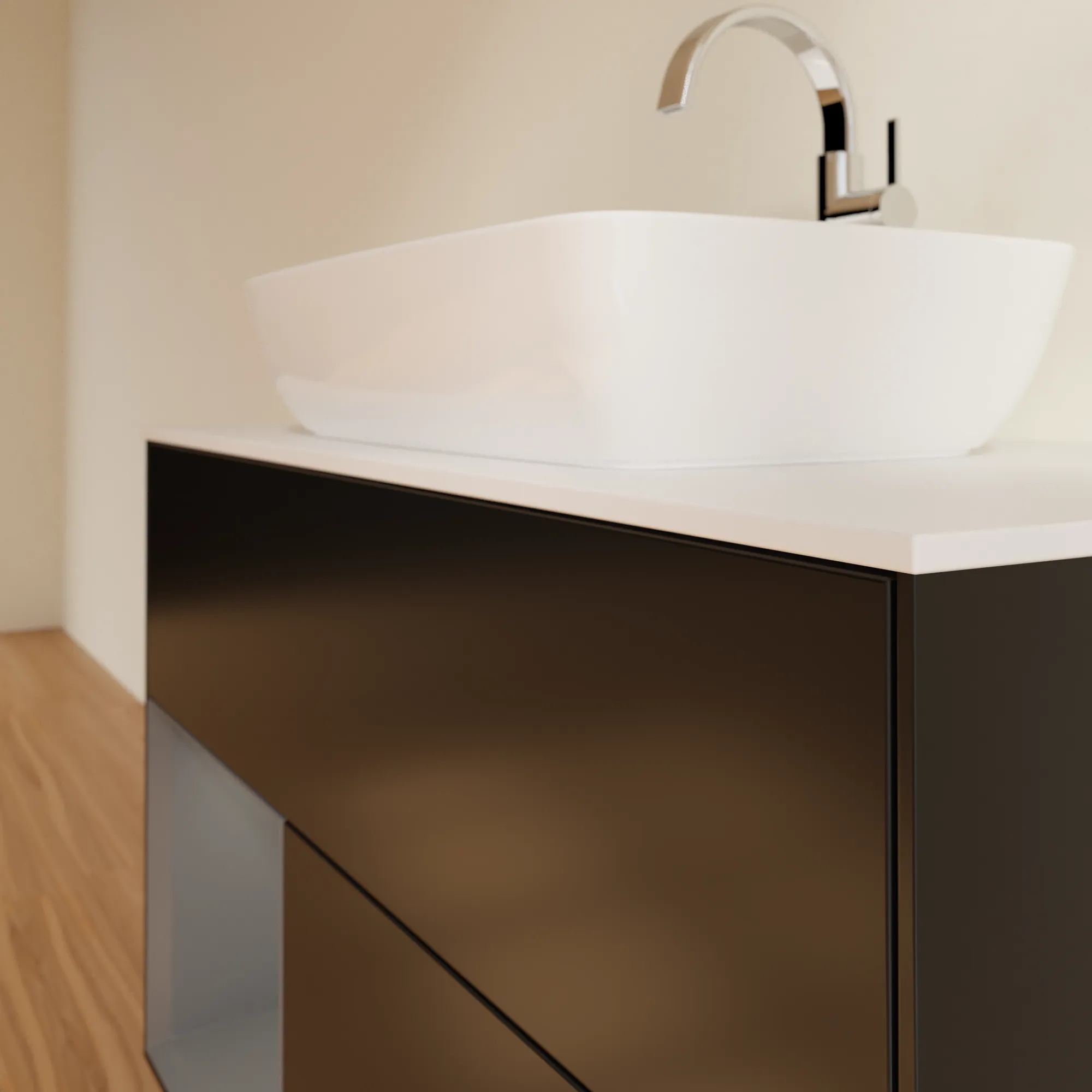 Villeroy & Boch Waschbeckenunterschrank Finion G77, 1000 x 603 x 501 mm, Black Matt Lacquer, mit Beleuchtung und Push-to-open Funktion Villeroy & Boch Waschbeckenunterschrank Finion G77, 1000 x 603 x 501 mm, Black Matt Lacquer, mit Beleuchtung und Push-to-open Funktion