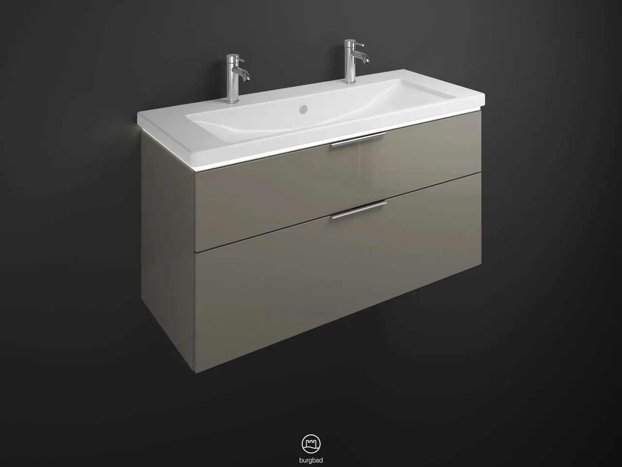 burgbad Badmöbelset Keramik-Waschtisch inkl. Waschtischunterschrank „Eqio“ 123 × 66,5 × 49 cm Stangengriff, Schwarz Matt (140 / 397 mm), in Eiche Dekor Silber burgbad Badmöbelset Keramik-Waschtisch inkl. Waschtischunterschrank „Eqio“ 123 × 66,5 × 49 cm Stangengriff, Schwarz Matt (140 / 397 mm), in Eiche Dekor Silber