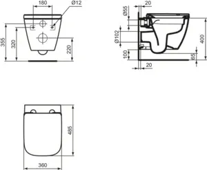 WC-Paket i.life S WC Randlos mit WC-Sitz Softclosing 360x485x375mm Weiß