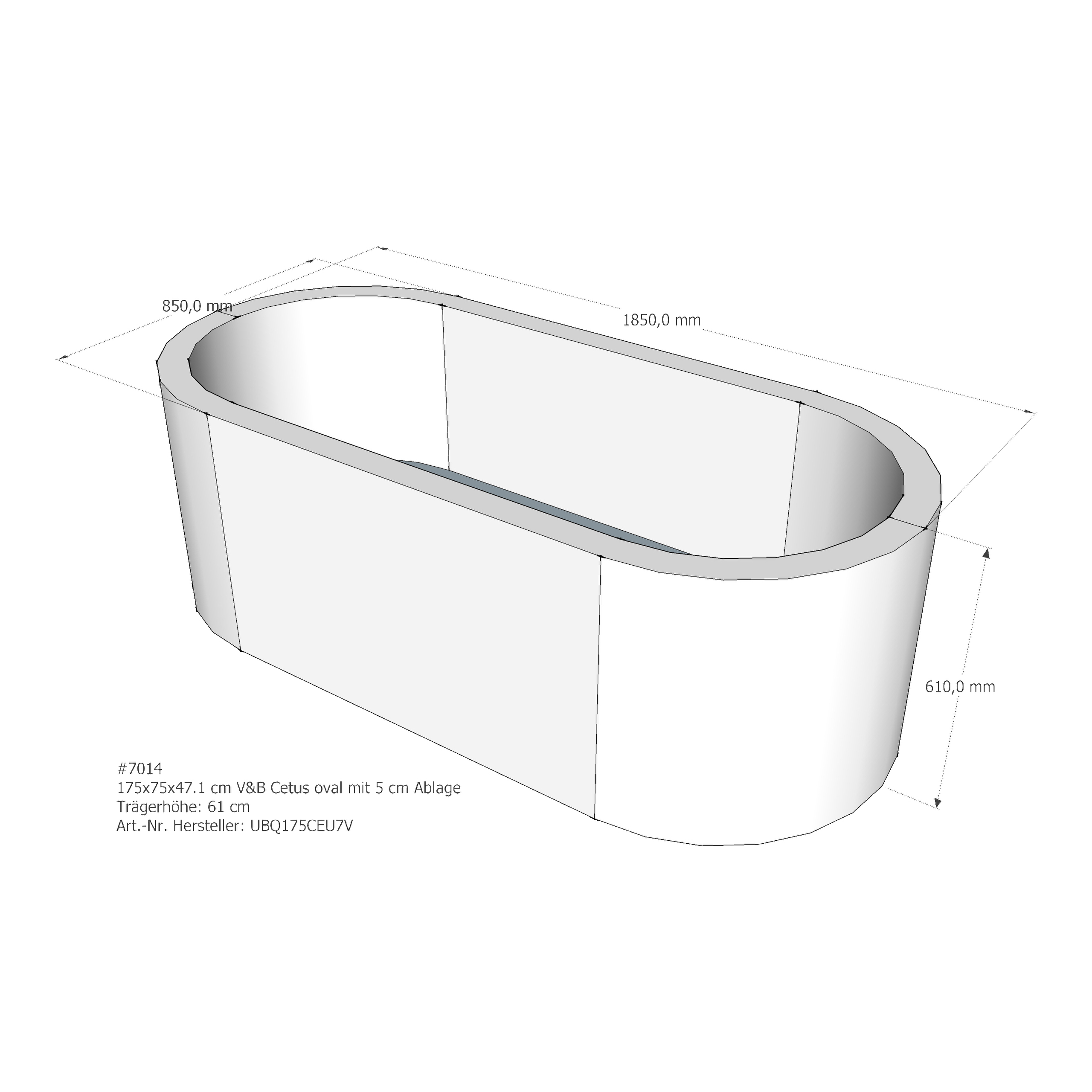 Badewannenträger für Villeroy & Boch Cetus 175 × 75 × 47,1 cm Badewannenträger für Villeroy & Boch Cetus 175 × 75 × 47,1 cm
