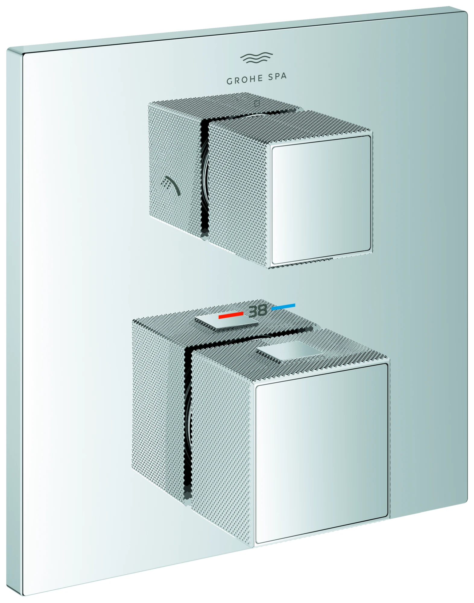 Thermostat-Brausebatterie Allure Brilliant Private Collection 24428, Fertigmontageset für Rapido SmartBox, integrierte 2-Wege-Umstellung, Griff mit Rändelstruktur, chrom