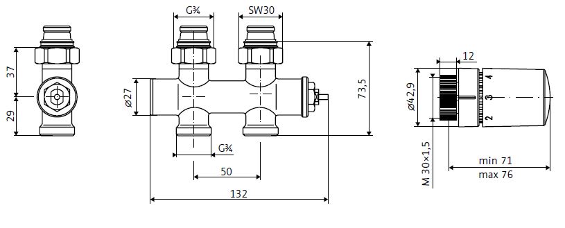 Mittelanschluss Boden Mittelanschluss Boden, Ventil-Set Durchg Mittelanschluss Boden Mittelanschluss Boden, Ventil-Set Durchg