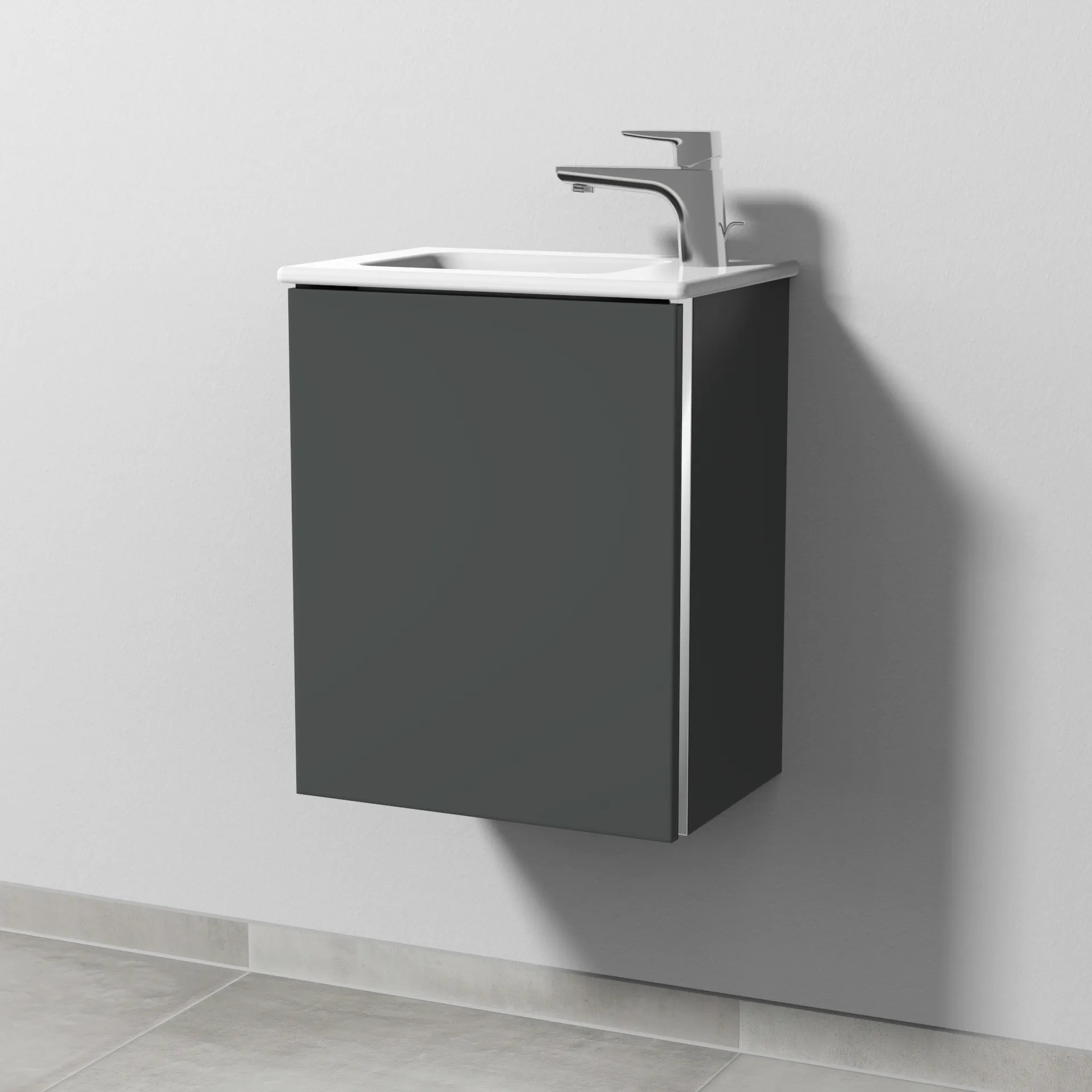 Sanipa Waschtischunterschrank „3way“ passend zu Keramik-Waschtische ME by Starck von Duravit 410 × 513 × 293 mm in Anthrazit (matt), Anschlag links Sanipa Waschtischunterschrank „3way“ passend zu Keramik-Waschtische ME by Starck von Duravit 410 × 513 × 293 mm in Anthrazit (matt), Anschlag links