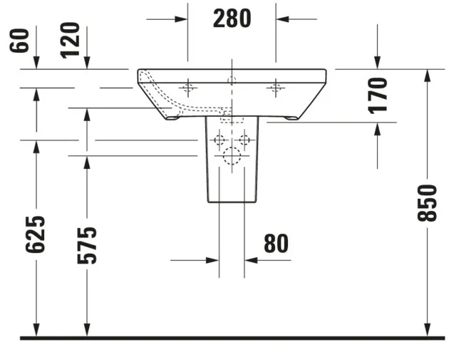 Wandwaschtisch „DuraStyle“, mit Überlauf, Hahnlochposition mittig Wandwaschtisch „DuraStyle“, mit Überlauf, Hahnlochposition mittig