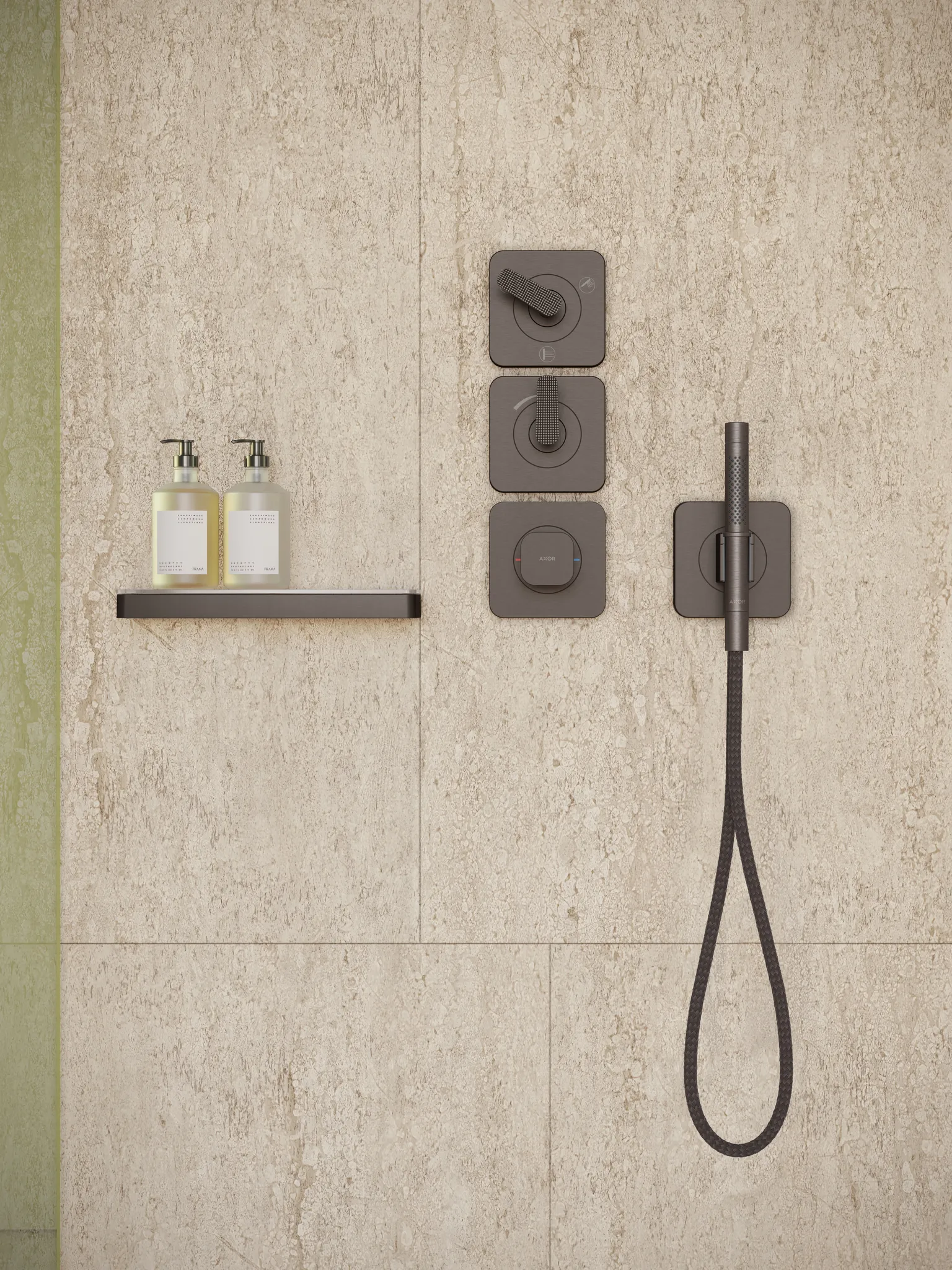 AXOR Citterio C Thermostatmodul 380/120 Unterputz mit Rosetten für 3 Verbraucher - Cubic cut Chrom