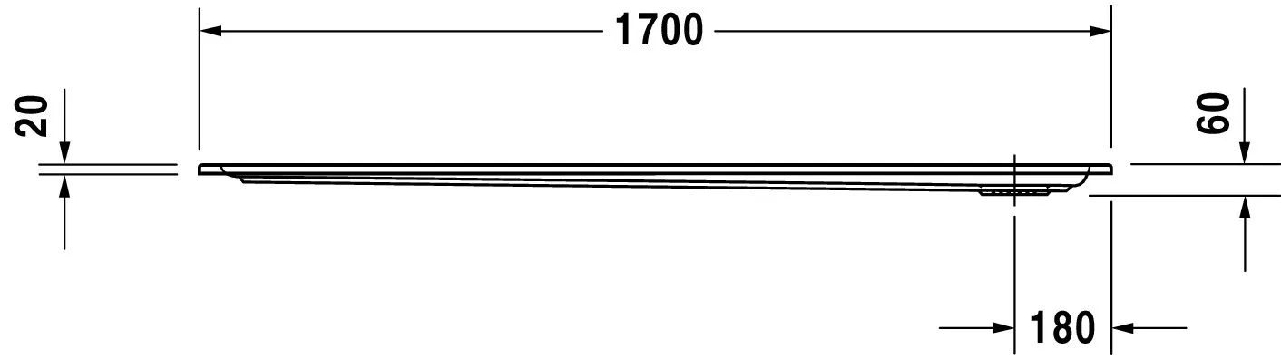 Duravit rechteck Duschwanne „Starck Slimline“ 170 × 90 cm ohne Antislip Duravit rechteck Duschwanne „Starck Slimline“ 170 × 90 cm ohne Antislip