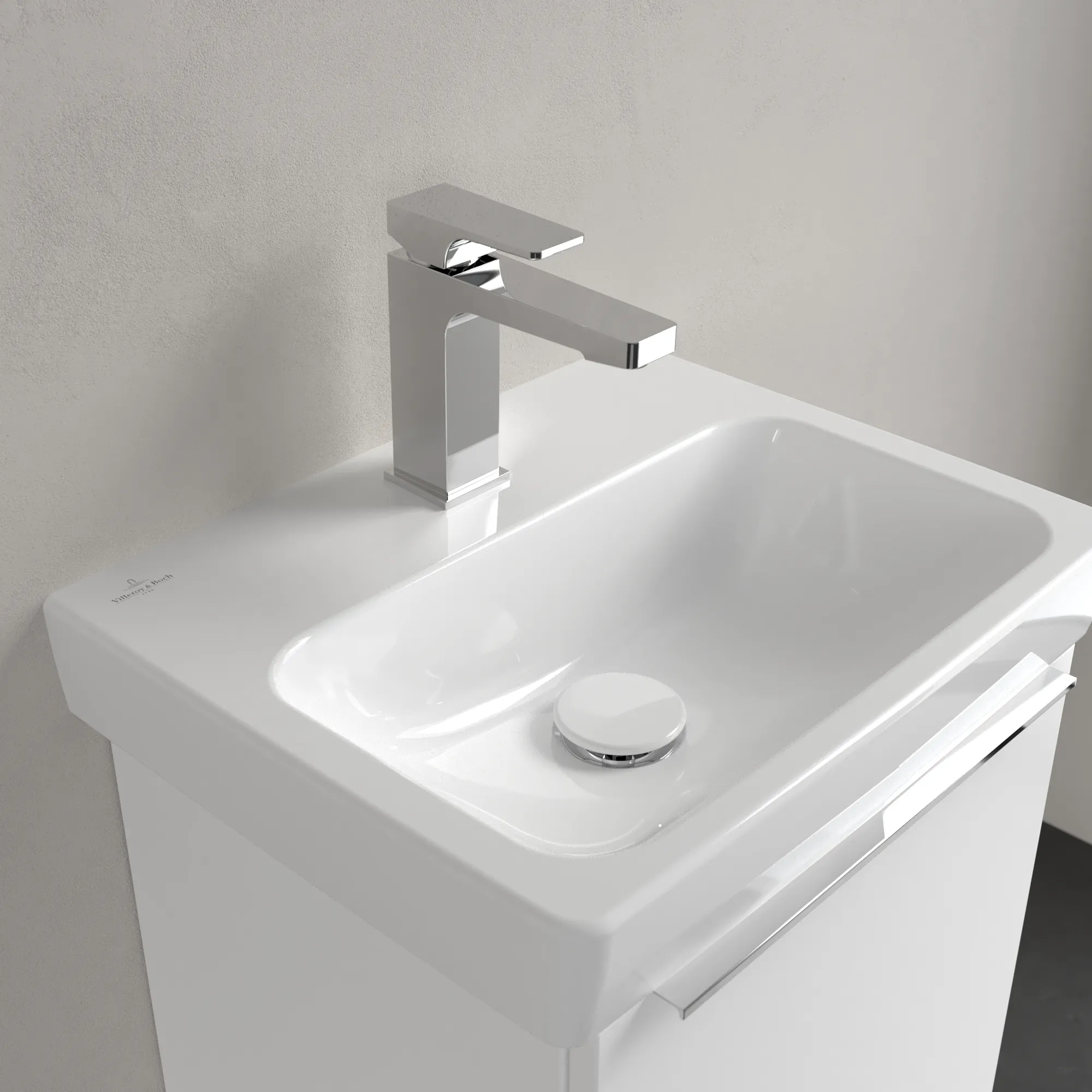 Villeroy & Boch Handwaschbecken Architectura, Rechteck, Weiß Alpin, 450 x 365 x 140 mm, 1-Loch-Armatur, Sanitärkeramik, glänzend Villeroy & Boch Handwaschbecken Architectura, Rechteck, Weiß Alpin, 450 x 365 x 140 mm, 1-Loch-Armatur, Sanitärkeramik, glänzend