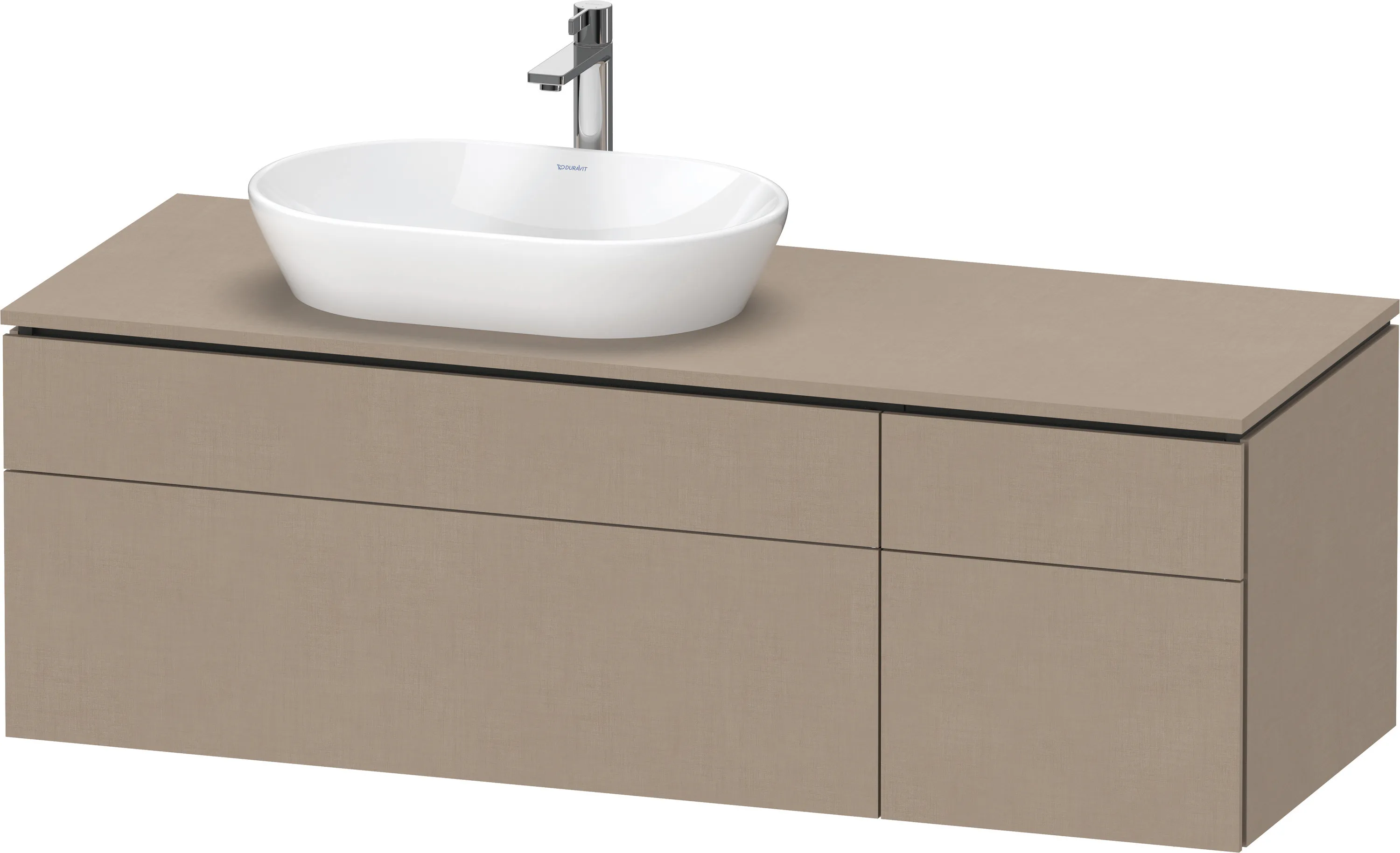 Duravit Waschtischunterschrank wandhängend „L-Cube“ 142 × 48,2 × 55 cm Leinen, links