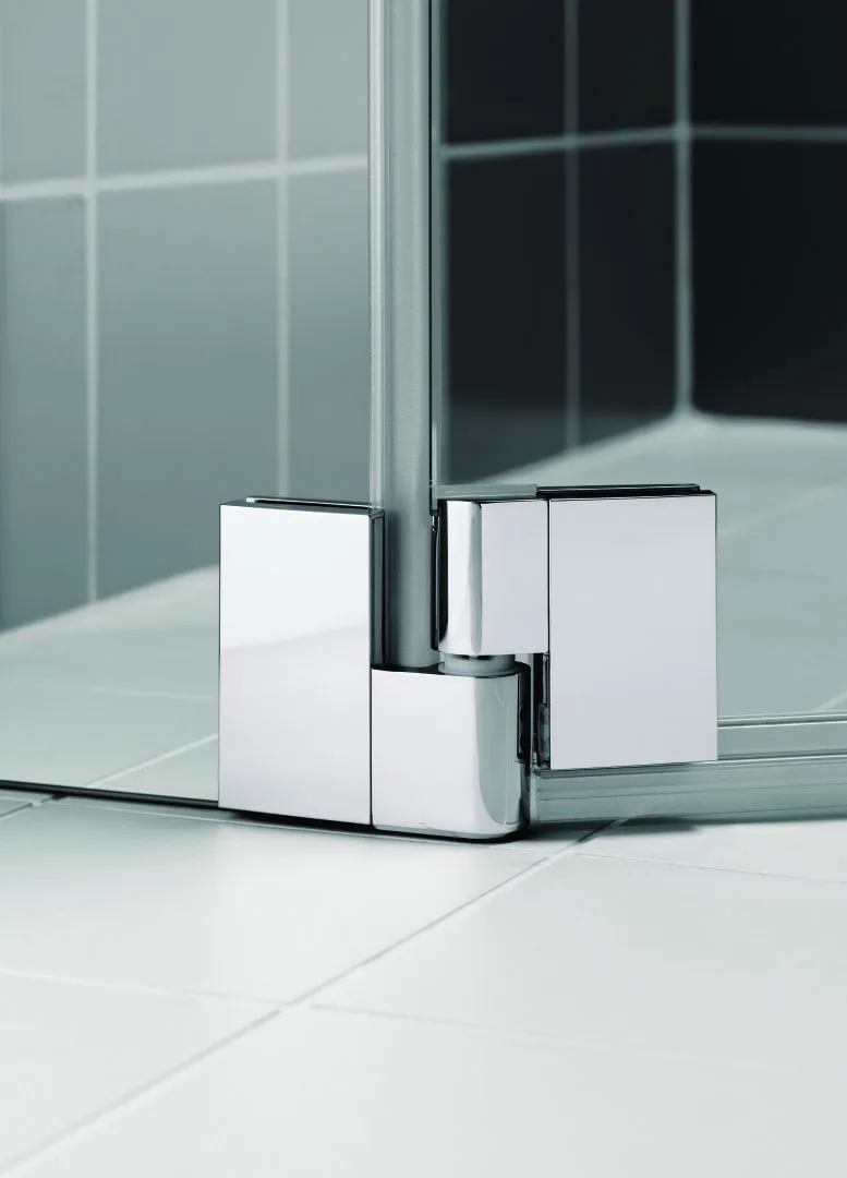 Kermi Duschdesign Viertelkreis-Duschkabine mit Pendeltüren mit Festfeldern für gleichschenklige Wannen „FILIA XP“ Glas Klar, Profile Silber Hochglanz, BV: 875 - 900 mm GAK: 860 - 885 mm WE: 885 - 910 mm H: 2000 mm
