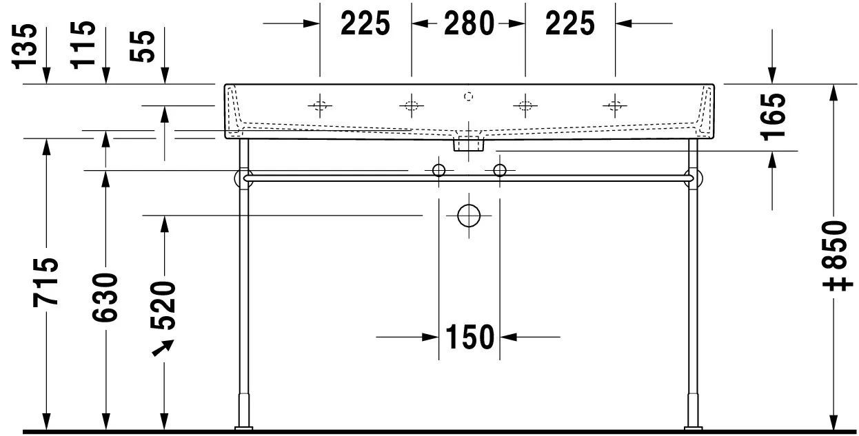 Wandwaschtisch „Vero Air“, mit Überlauf, Hahnlochposition mittig