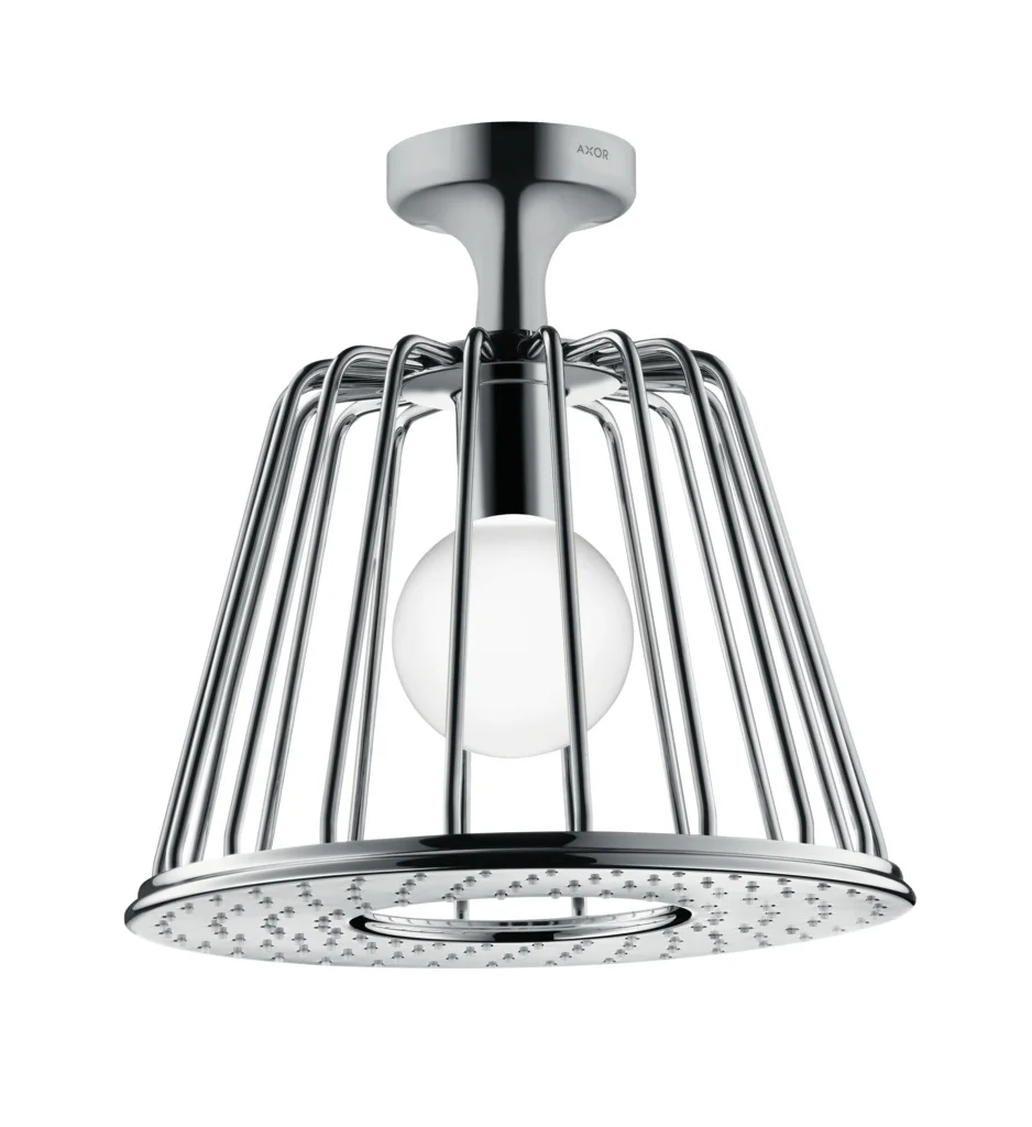 Hansgrohe Axor LampShower/Nendo Kopfbrause mit Deckenanschluss, Chrom, 275 mm, Rain Strahl, integrierte LED-Beleuchtung
