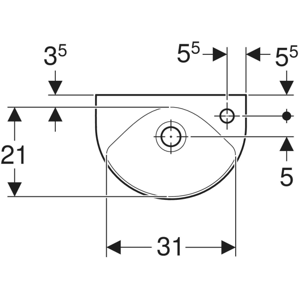 Wandwaschtisch „Renova“, mit Überlauf, Hahnlochposition rechts 36 × 25 cm in weiß alpin Wandwaschtisch „Renova“, mit Überlauf, Hahnlochposition rechts 36 × 25 cm in weiß alpin