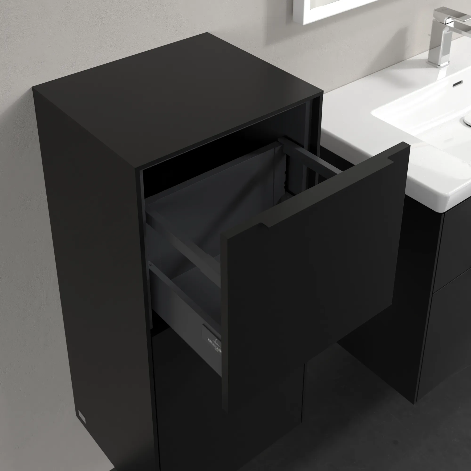 Villeroy & Boch Seitenschrank „Subway 3.0“ 40 × 86 × 36,2 × 36,2 cm 1 Auszug, 1 Tür, Anschlag (Scharnier) links, 1 Tür, Anschlag links