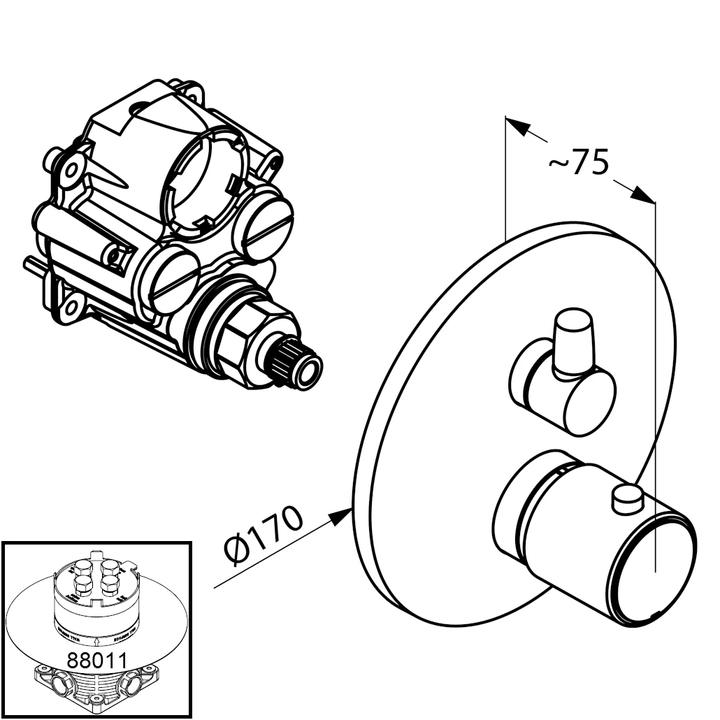 ZENTA UnterputzBrauseThermostatarmatur FeinbauSet mitFunktionseinheit chrom ZENTA UnterputzBrauseThermostatarmatur FeinbauSet mitFunktionseinheit chrom
