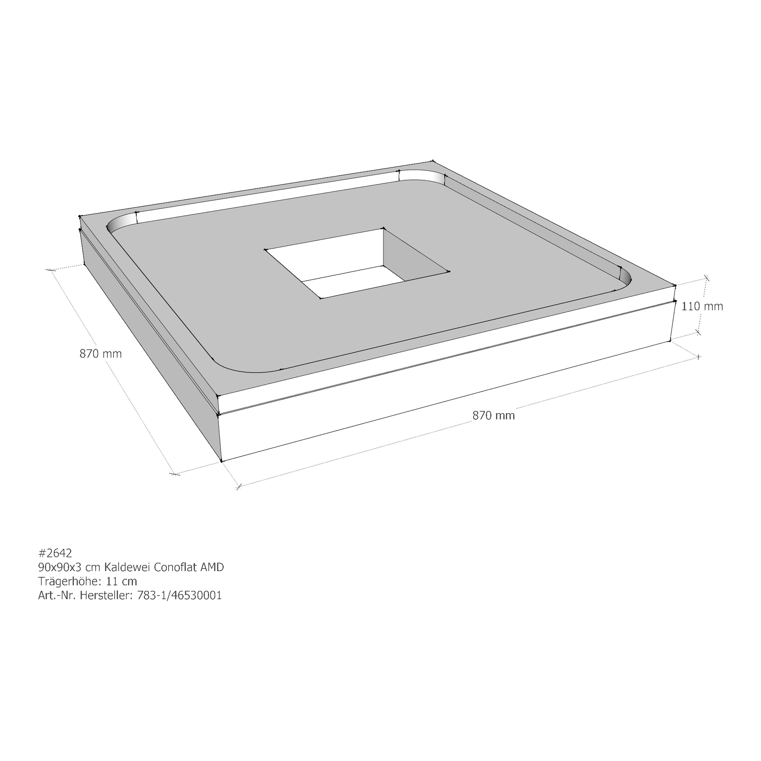 Duschwannenträger für Kaldewei Conoflat 90 × 90 × 2,3 cm Breite: 90 cm / Länge: 90 cm Duschwannenträger für Kaldewei Conoflat 90 × 90 × 2,3 cm Breite: 90 cm / Länge: 90 cm