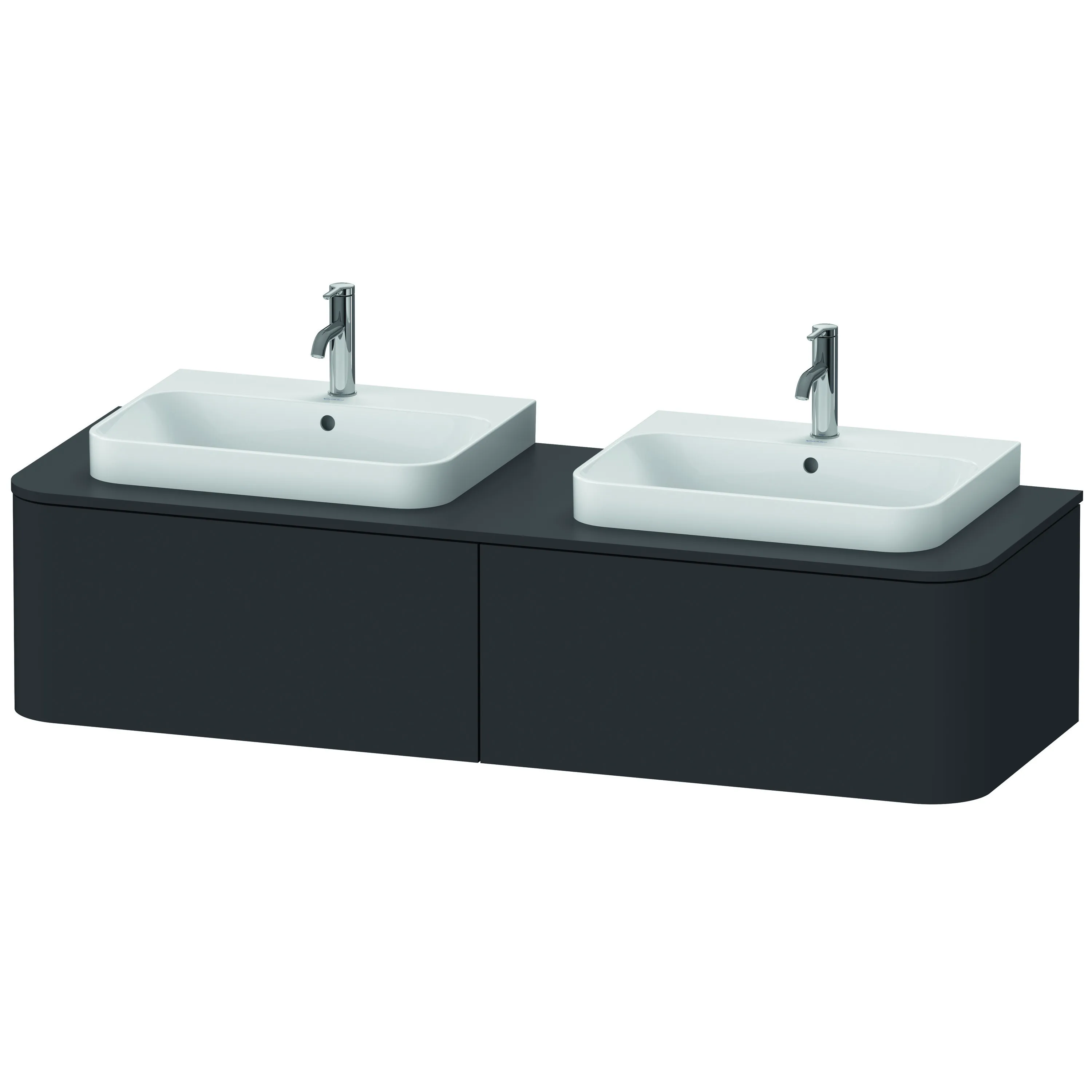 Duravit Waschtischunterschrank wandhängend „Happy D.2 Plus“ 160 × 35,4 × 55 cm Graphit Supermatt