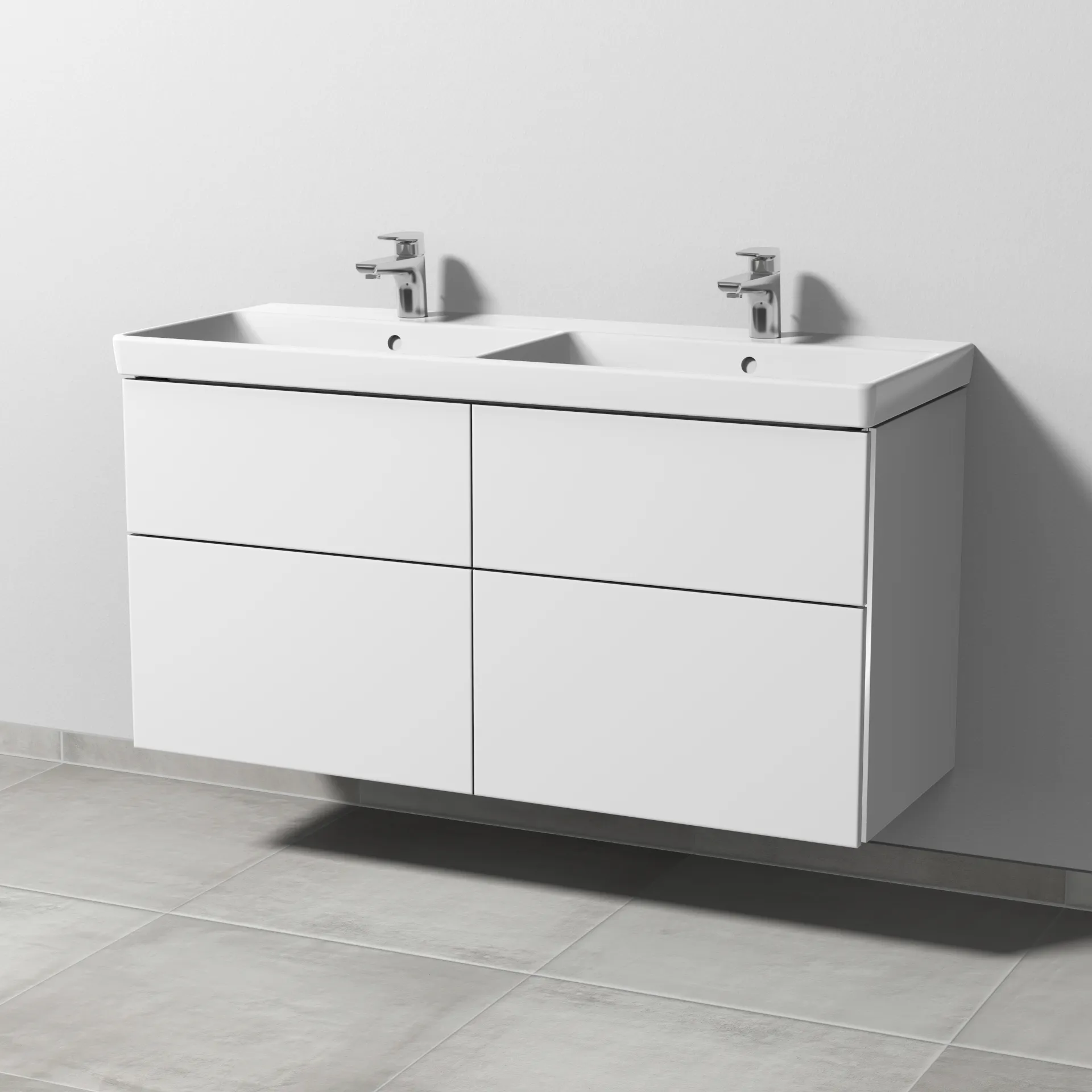 Sanipa Waschtischunterschrank „3way“ passend zu Keramik-Waschtische Avento von Villeroy & Boch 1180 × 580 × 452 mm in Weiß-Soft