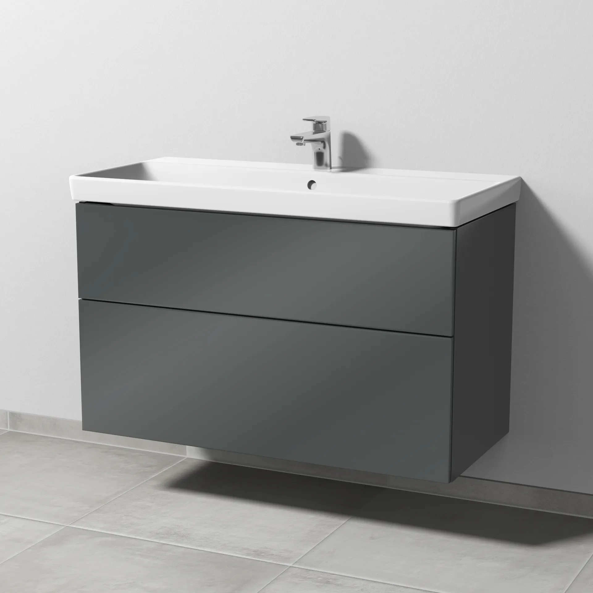 Sanipa Waschtischunterschrank „3way“ passend zu Keramik-Waschtische Avento von Villeroy & Boch 976 × 580 × 452 mm in Anthrazit (glanz)