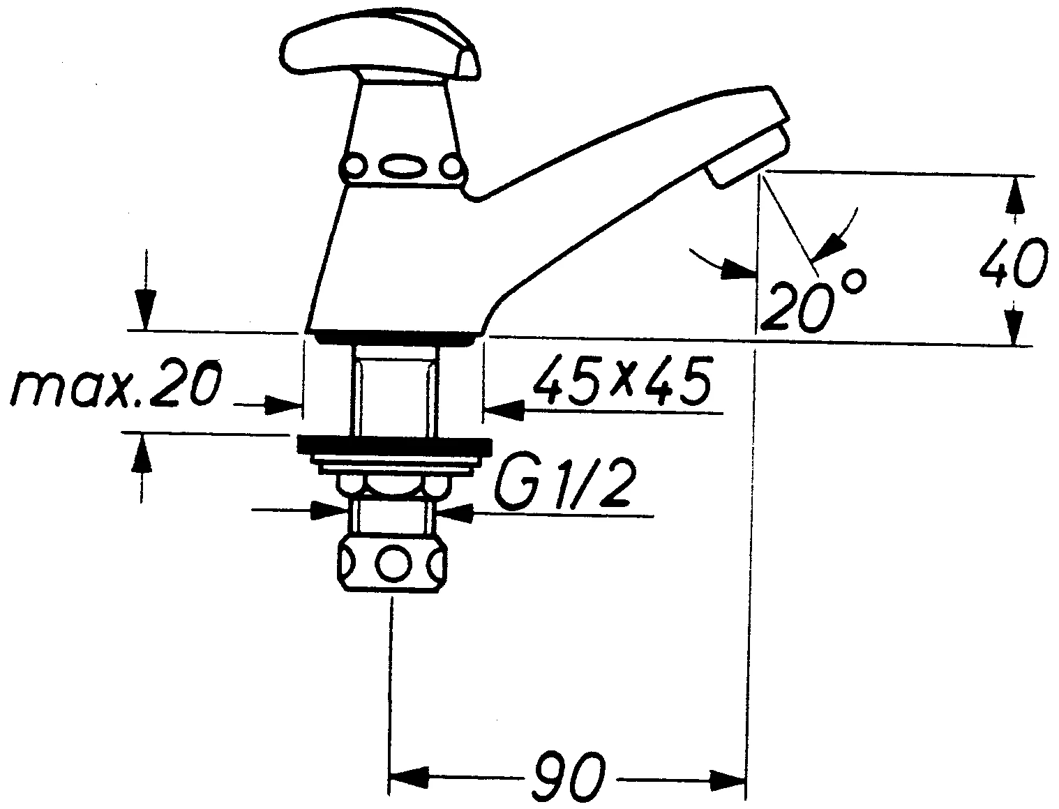 Eckventil 22037, Wandanschluss 1/2'', Abgang 3/8'', langer Schubschaft, Quetschverschraubung Ø 10 mm, Schubrosette aus Metall, chrom