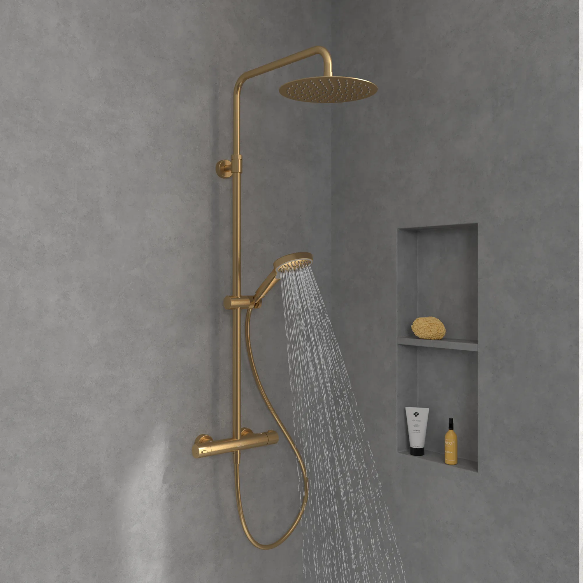 Gleitstangekombination „Verve Showers“, Befestigung verdeckt 47,2 cm in Brushed Gold Gleitstangekombination „Verve Showers“, Befestigung verdeckt 47,2 cm in Brushed Gold